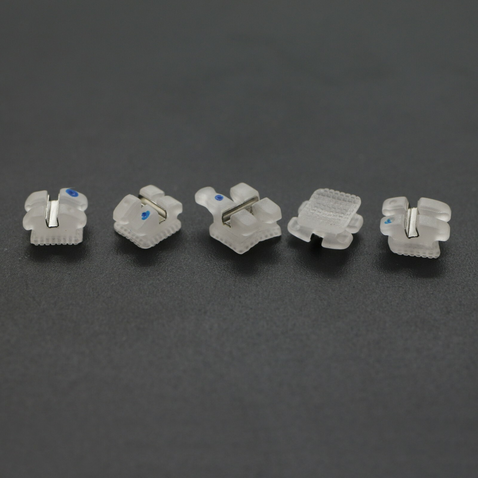 Orthodontic Ceramic Brackets w/Metal Slot 022 018 Roth MBT 3 Hook Braces Clarity