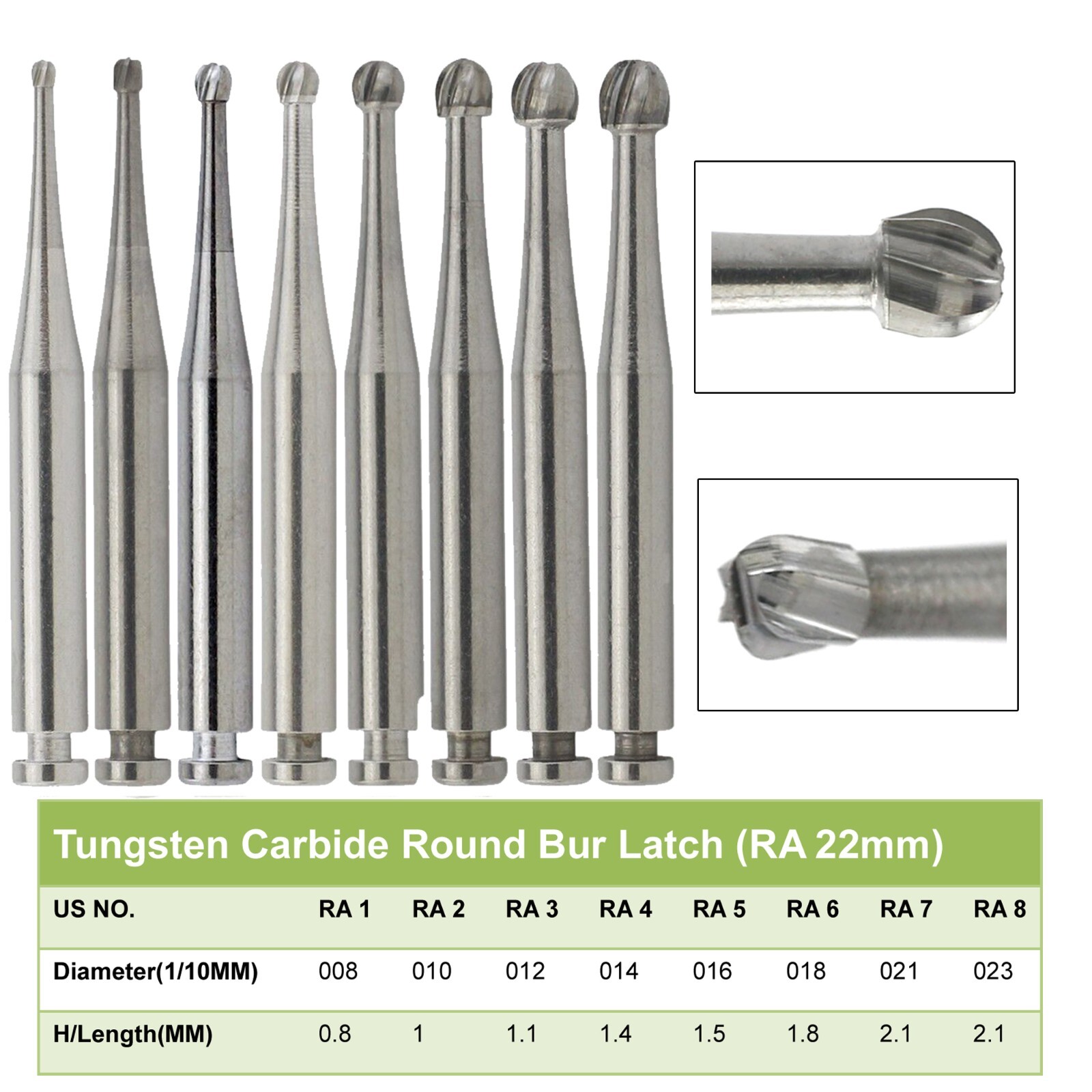 WAVE Dental Carbide Round Bur Slow Speed Latch RA 4 6 8 2 3 / HP 1/4 1/2 2 4 6 8