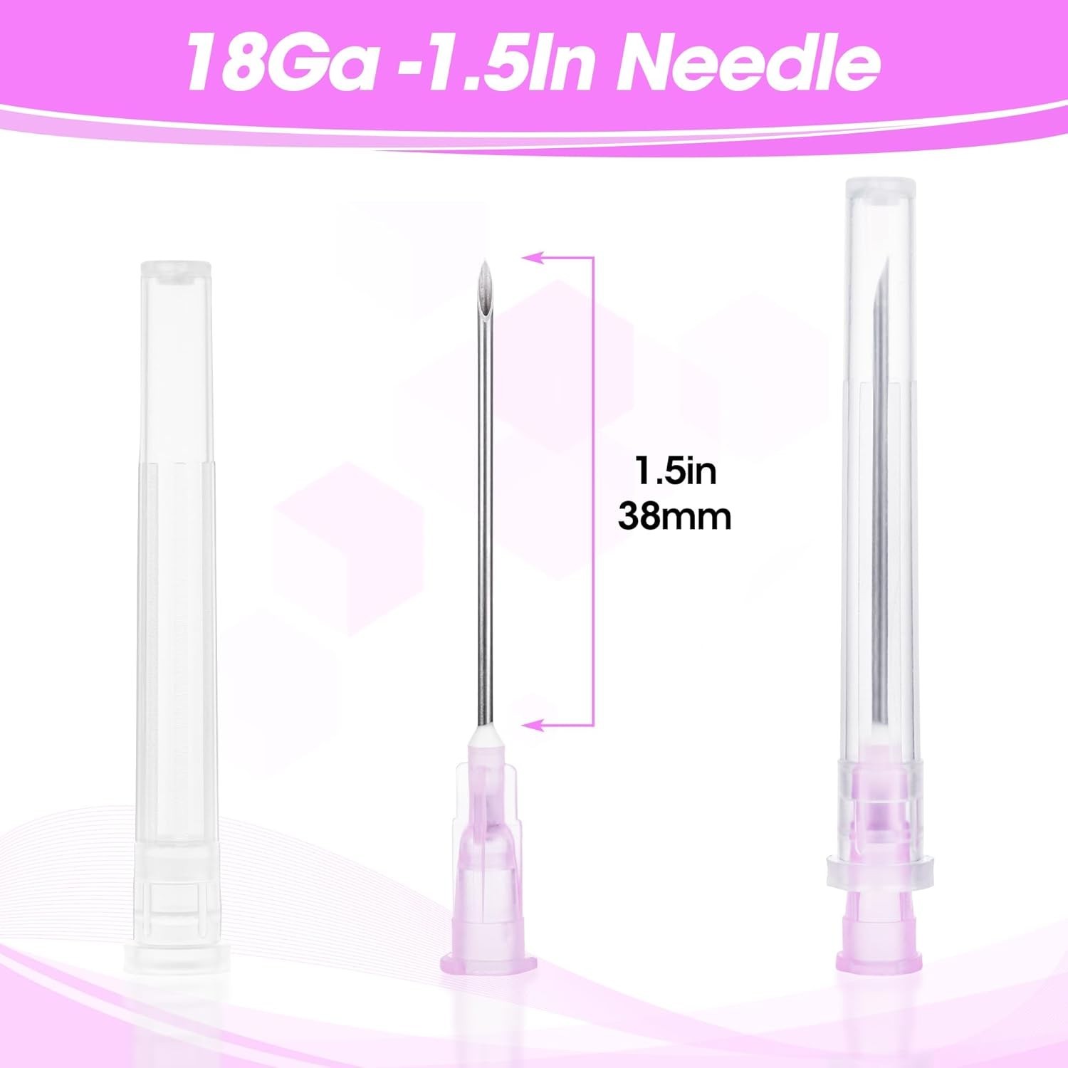 18 Gauge 1.5 Inch Disposable Needles with Caps for Scientific and Lab Dispensing