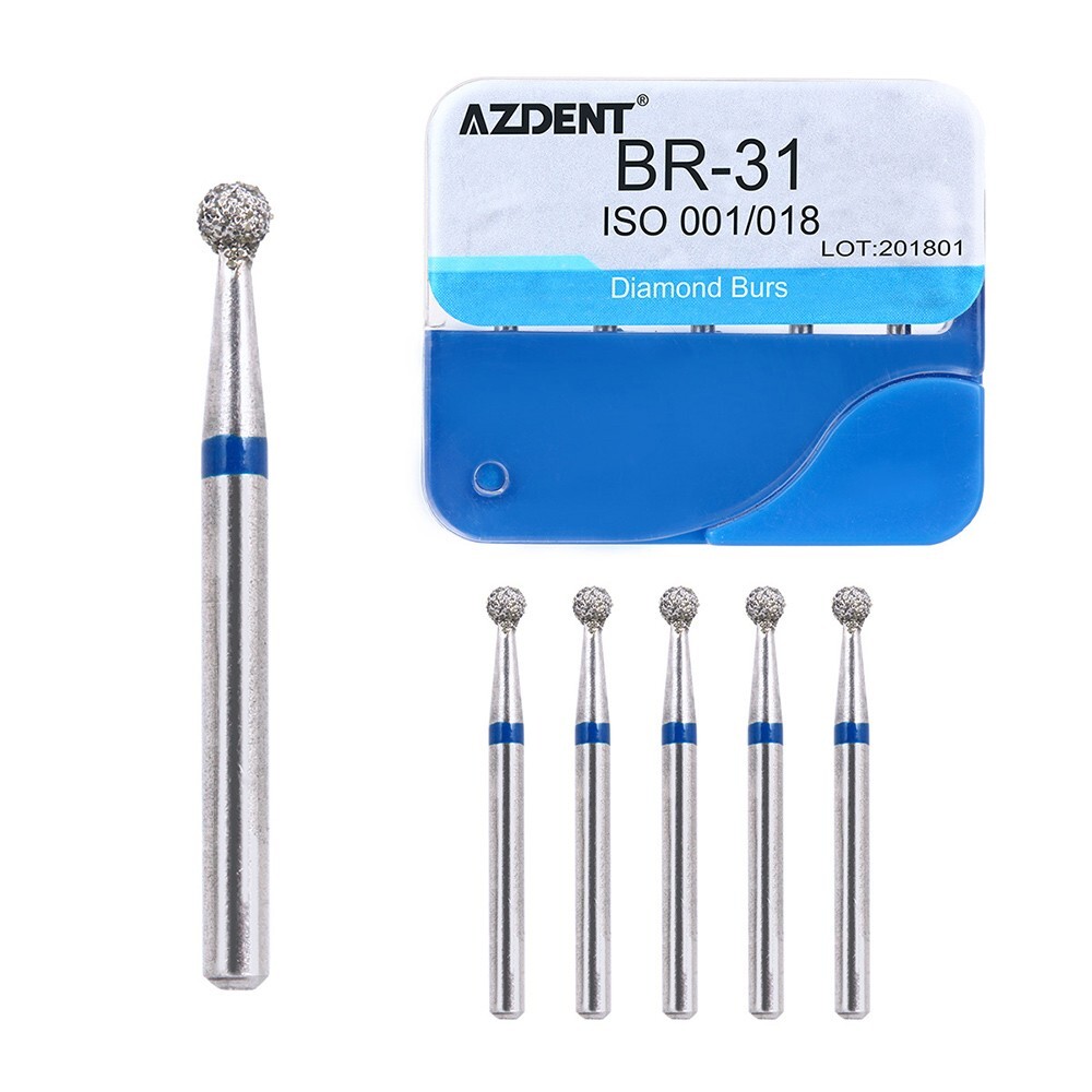 100Pcs AZDENT Dental Diamond Burs High Speed Handpiece Friction Grip 20 Types