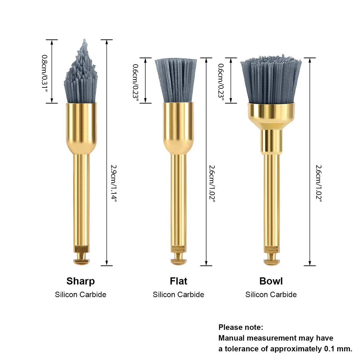 AZDENT Dental Silicon Carbide Aluminium Oxide Polishing Brush Sharp/Flat/Bowl