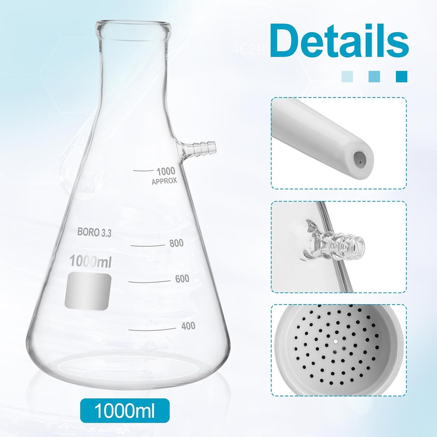 50L/min 180W Lab Vacuum Pump with 1000mL buchner Funnel Filtering Kit New