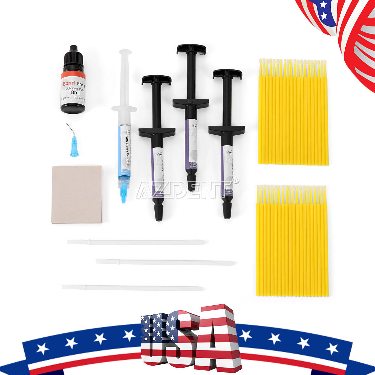 Dental Ortho Bonding Primer Bottle Bracket Light Cure Adhesive Paste Syringe Kit