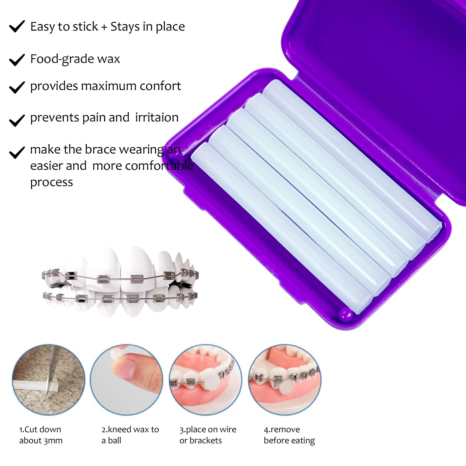 Uouovo Portable Orthodontic Oral Care Kit 1 Count (Pack of 2), Purple_blue