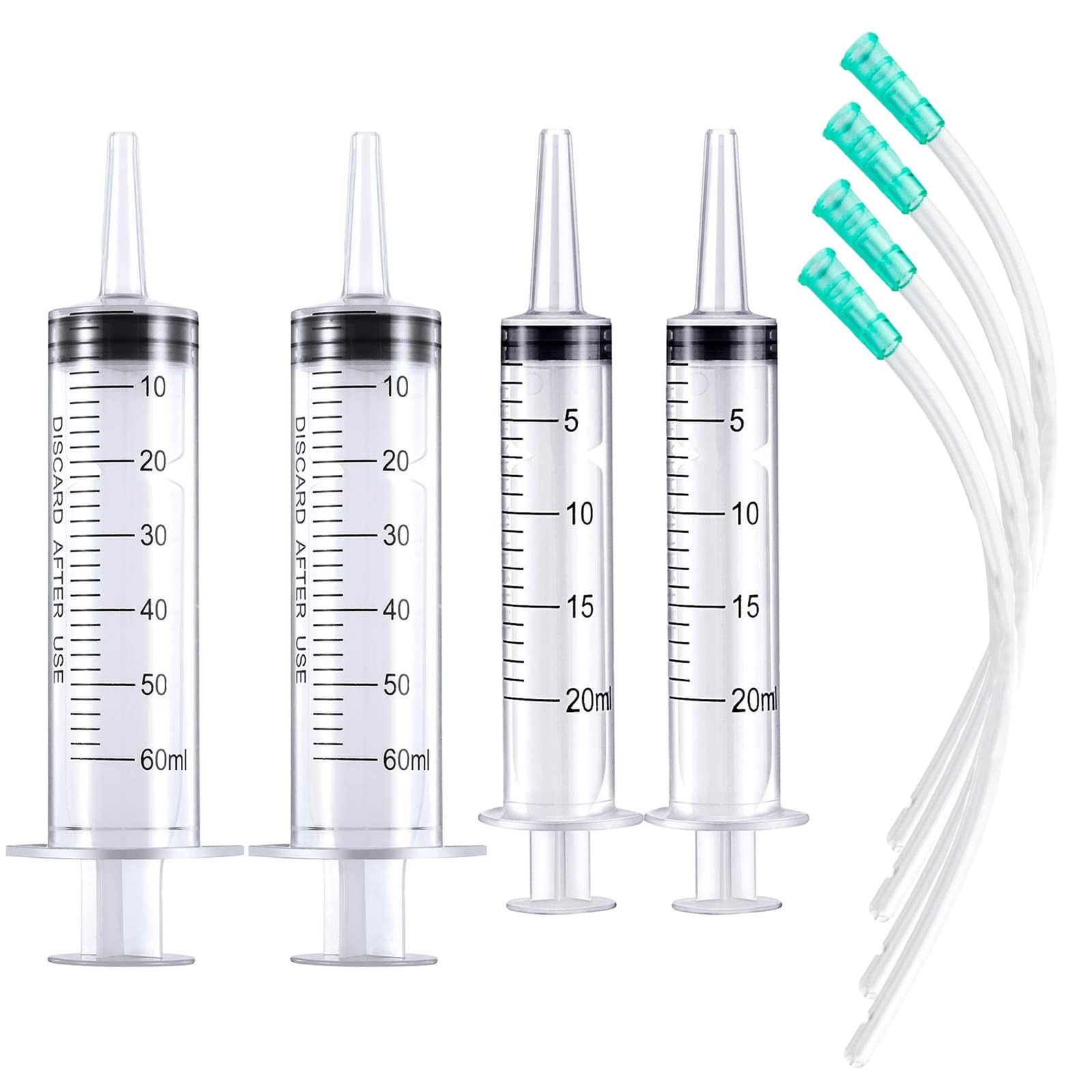 DFYOUHOME Large Plastic Syringe with Tube 60ml & 20ml 2pcs +