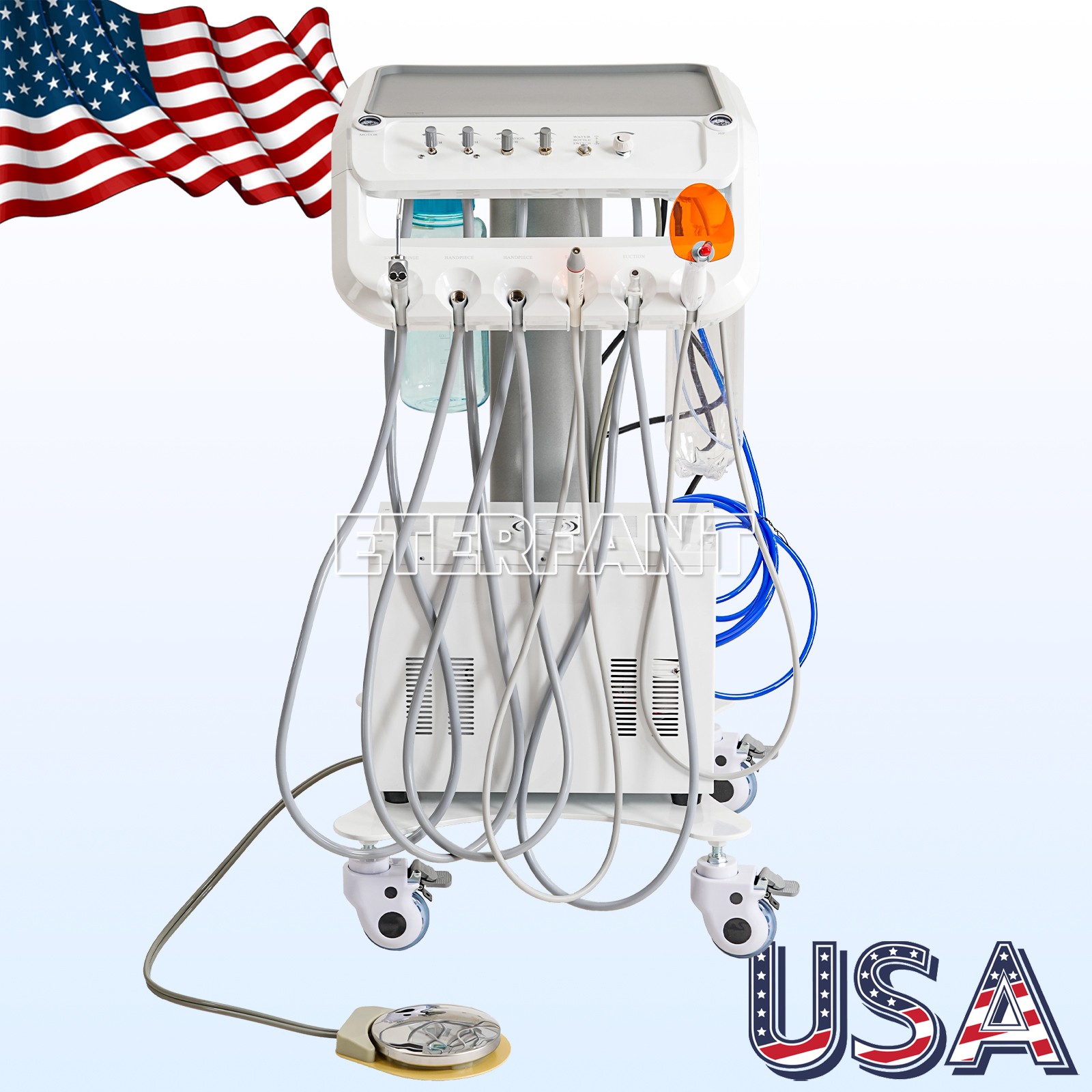 Dental Portable Mobile Delivery Unit 4 Holes with Air Compressor Suction System