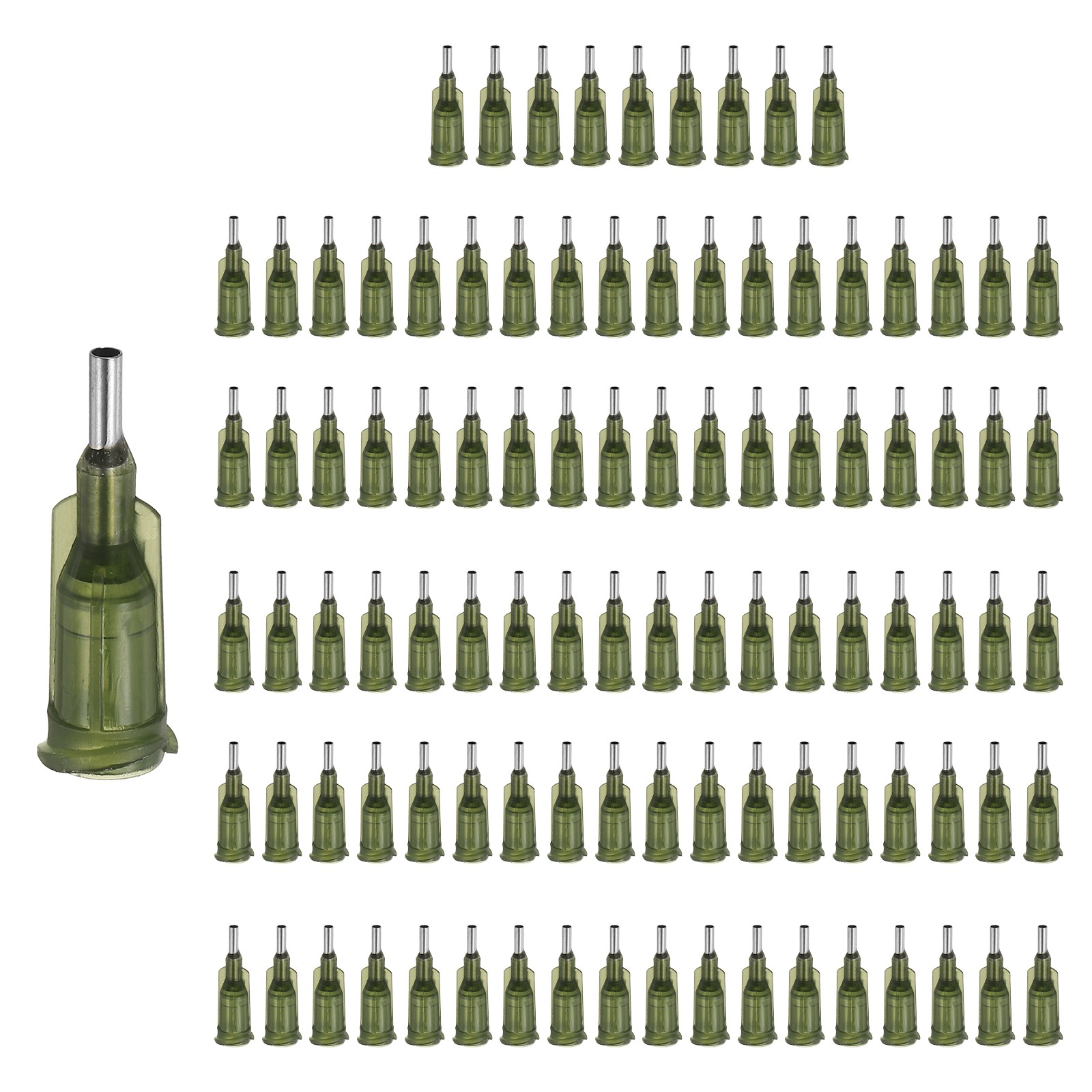 200Pcs 14G Blunt Tip Dispensing Needle with Luer Lock 0.24″, Olive