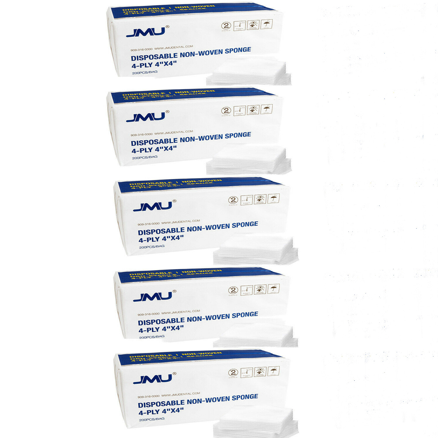 1000/Pack Dental 4″x4″ Gauze Pad Non Woven Sponges 4-Ply Disposable Non-Sterile