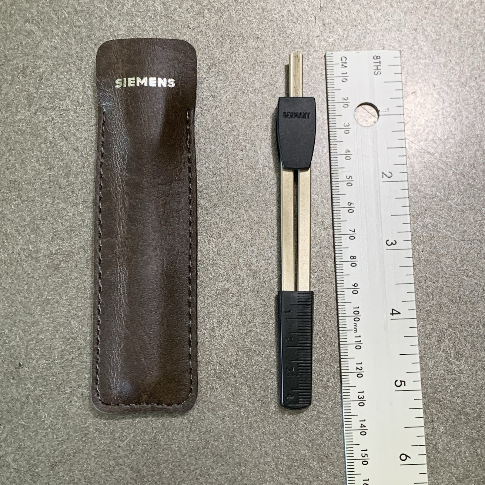 Siemens Pacesetter ECG EKG Calipers Germany with Leather Sleeve & Ruler Cap VTG