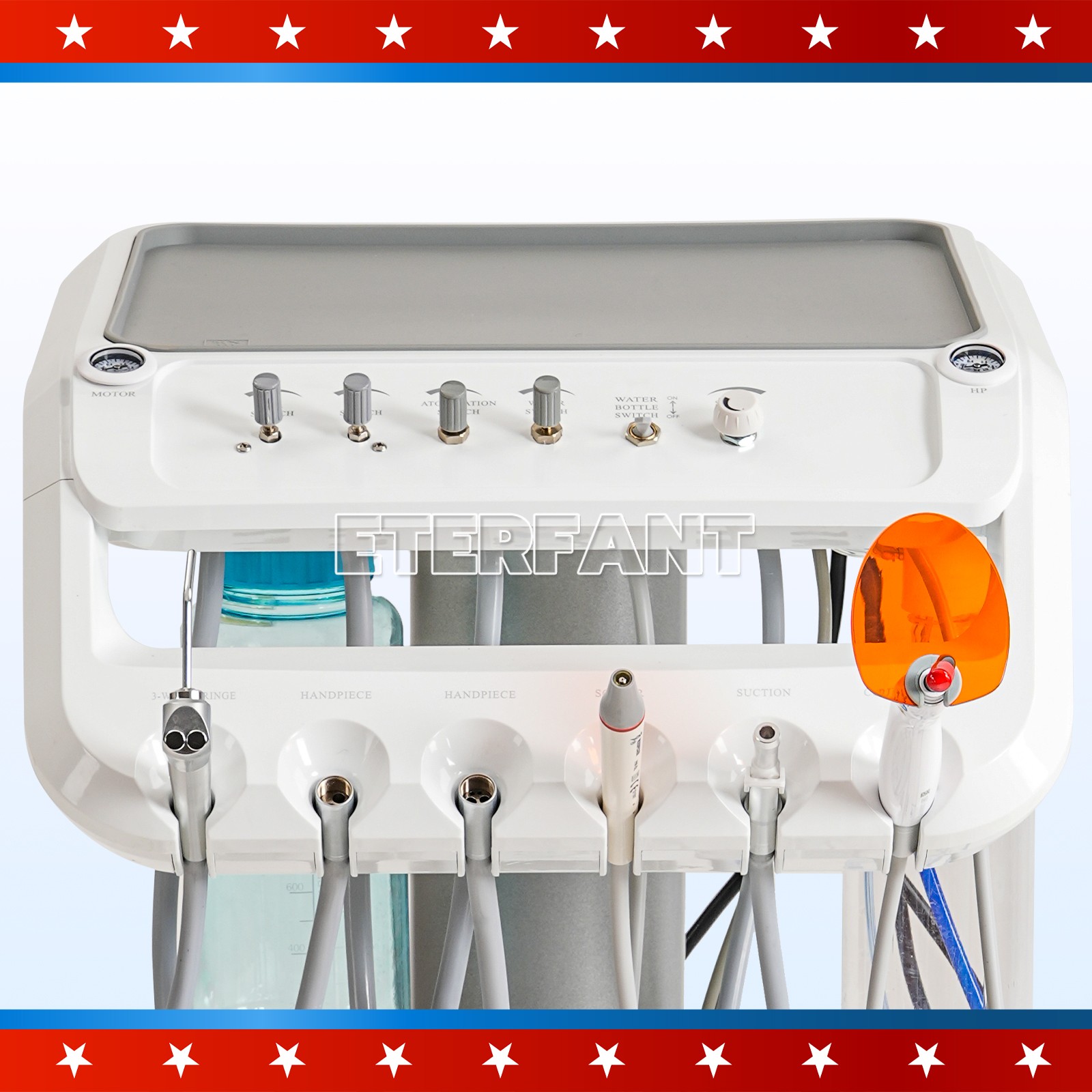 Dental Portable Mobile Delivery Unit 4 Holes with Air Compressor Suction System