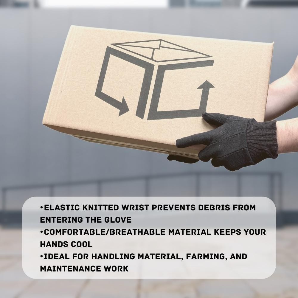 12-24 Brown Jersey Polyester Cotton Industrial Work Non-Disposable Gloves