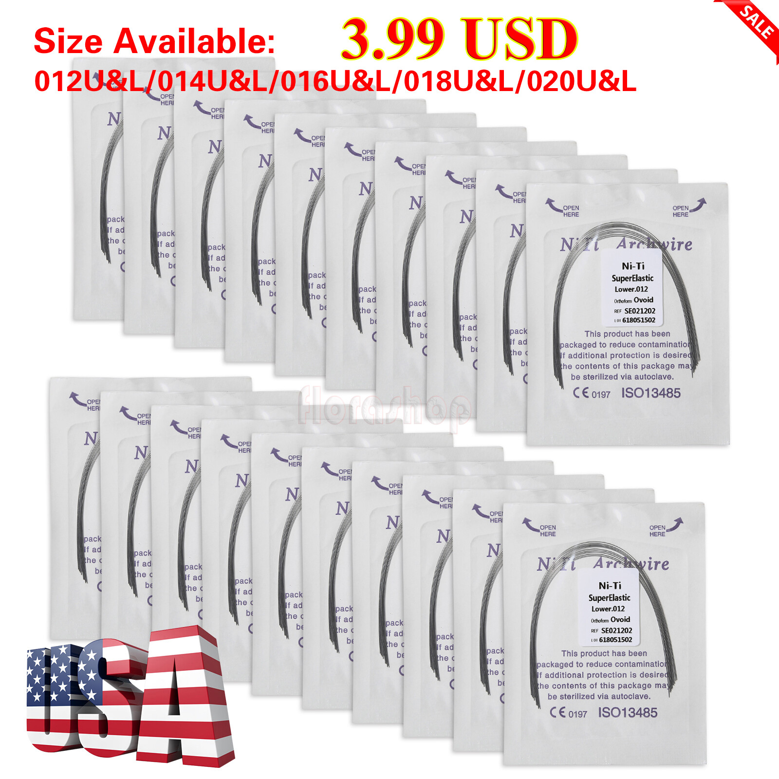 Dental Orthos Super Elastic Niti Arch Wire Round Ovoid Form Archwire All size US