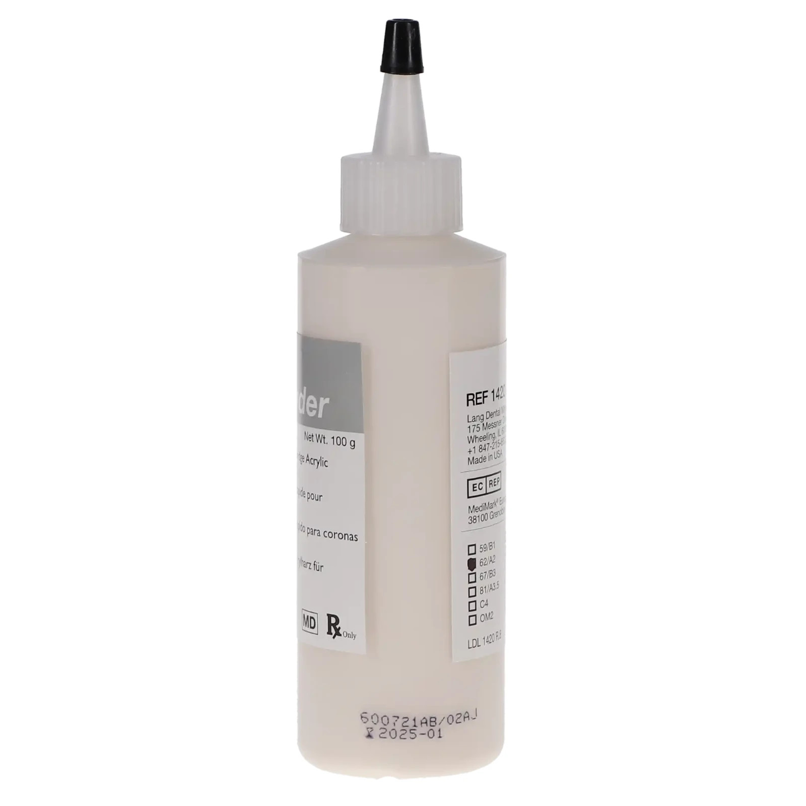 JET TOOTH SHADE 62/A2 1420-62 by BND 004OZ -Lang POWDER ONLY 4 OZ.
