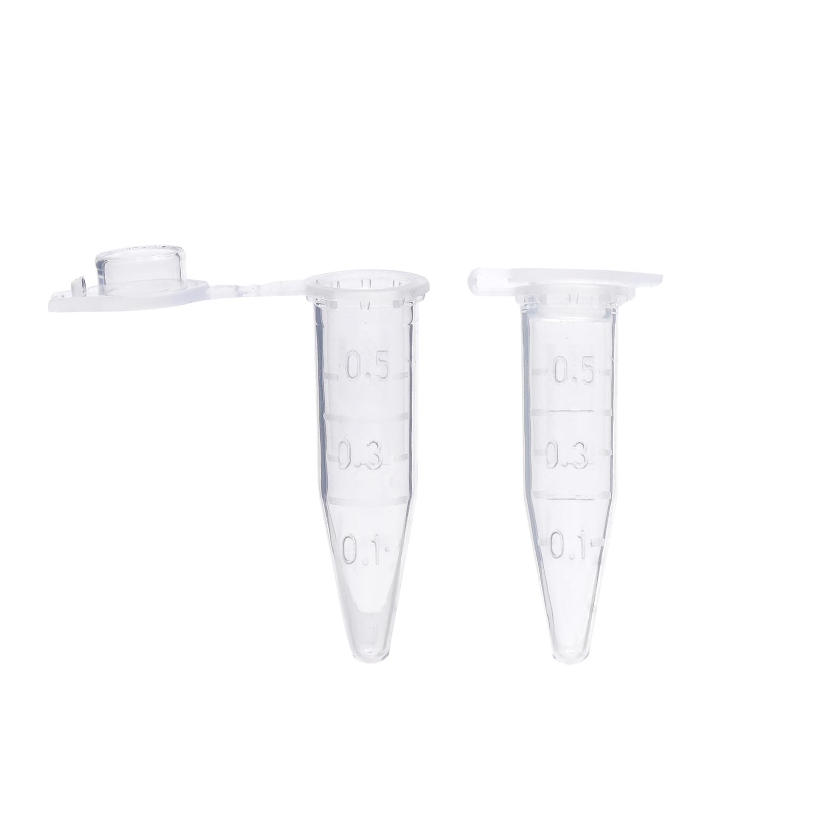 1000 PCS 0.5ml Microcentrifuge Tubes Clear Graduated Plastic Lab Snap Vials