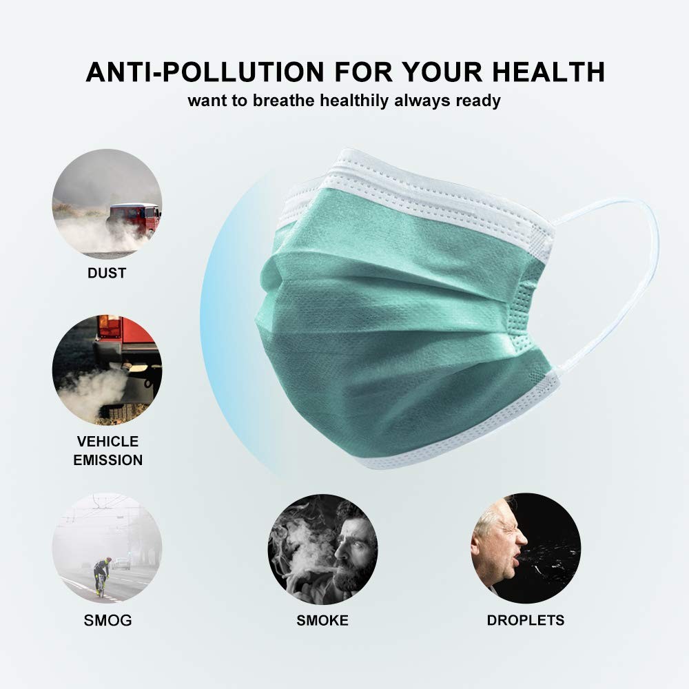4 Ply Disposable Face Mask Protective(50PCS), Elastic Earloops, Single Use- G…