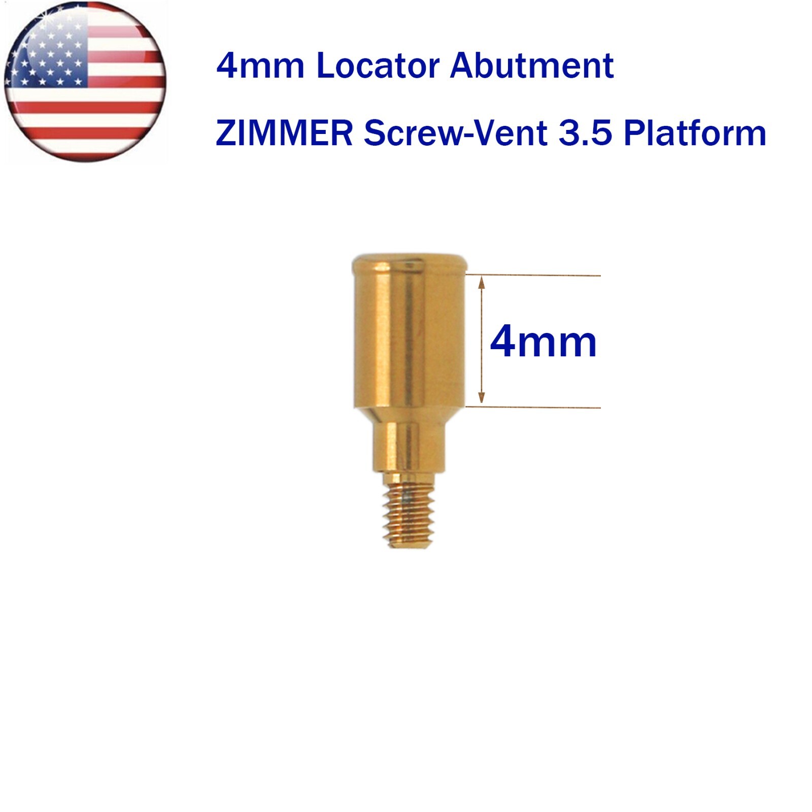 US Dental Zimmer Locator Abutment PA Dia=3.5mm 1-5mm Implant Retention Caps Tool