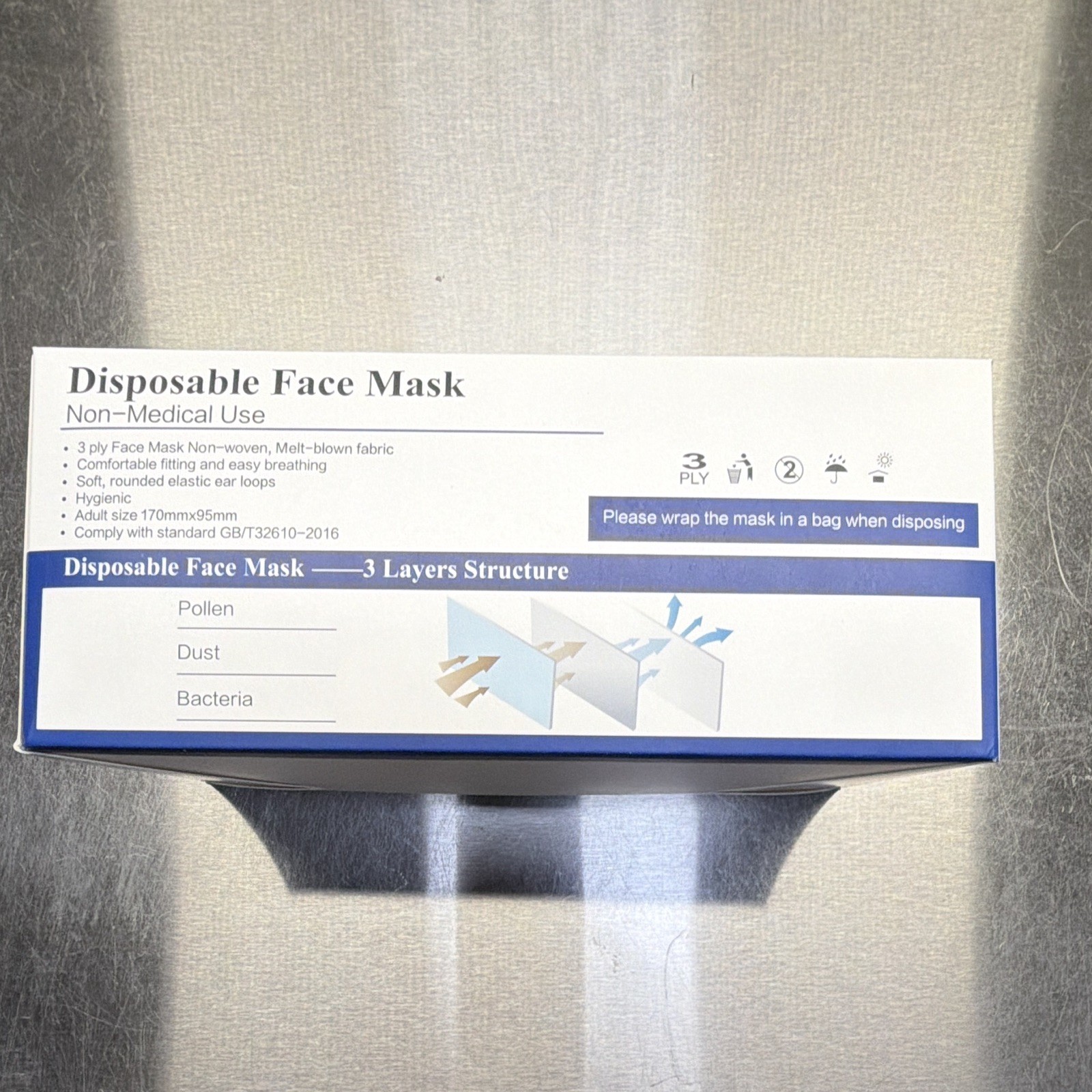 600 Face Mask, 3-Ply Disposable Face Mask Ear Loop Cosmetology PHF399B