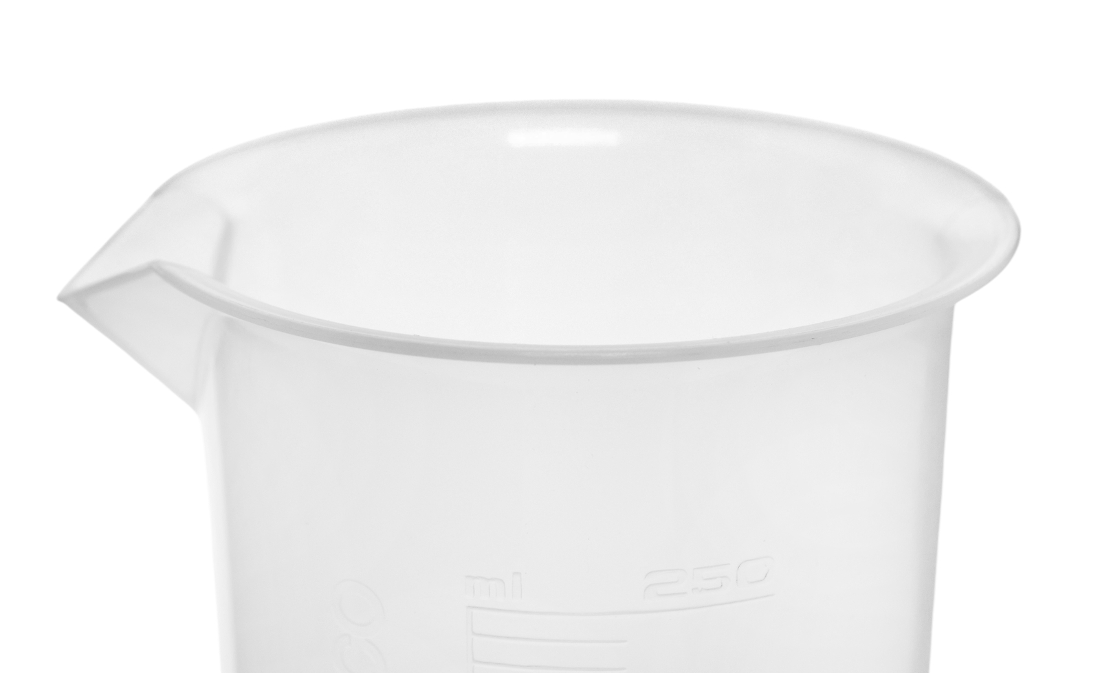 Eisco Labs 250ml Polypropylene Plastic Beakers, Raised Graduations – 6 Pack