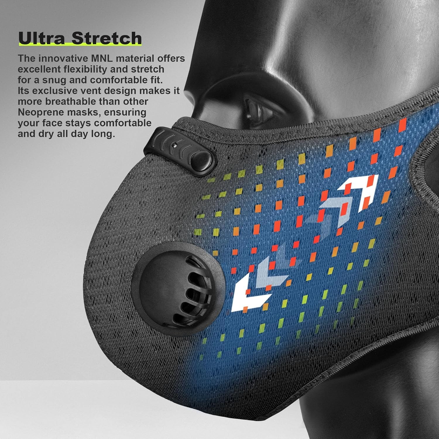2Pack Face Mask with Active Carbon Filter Breathing Valves Reusable Cycling Mesh
