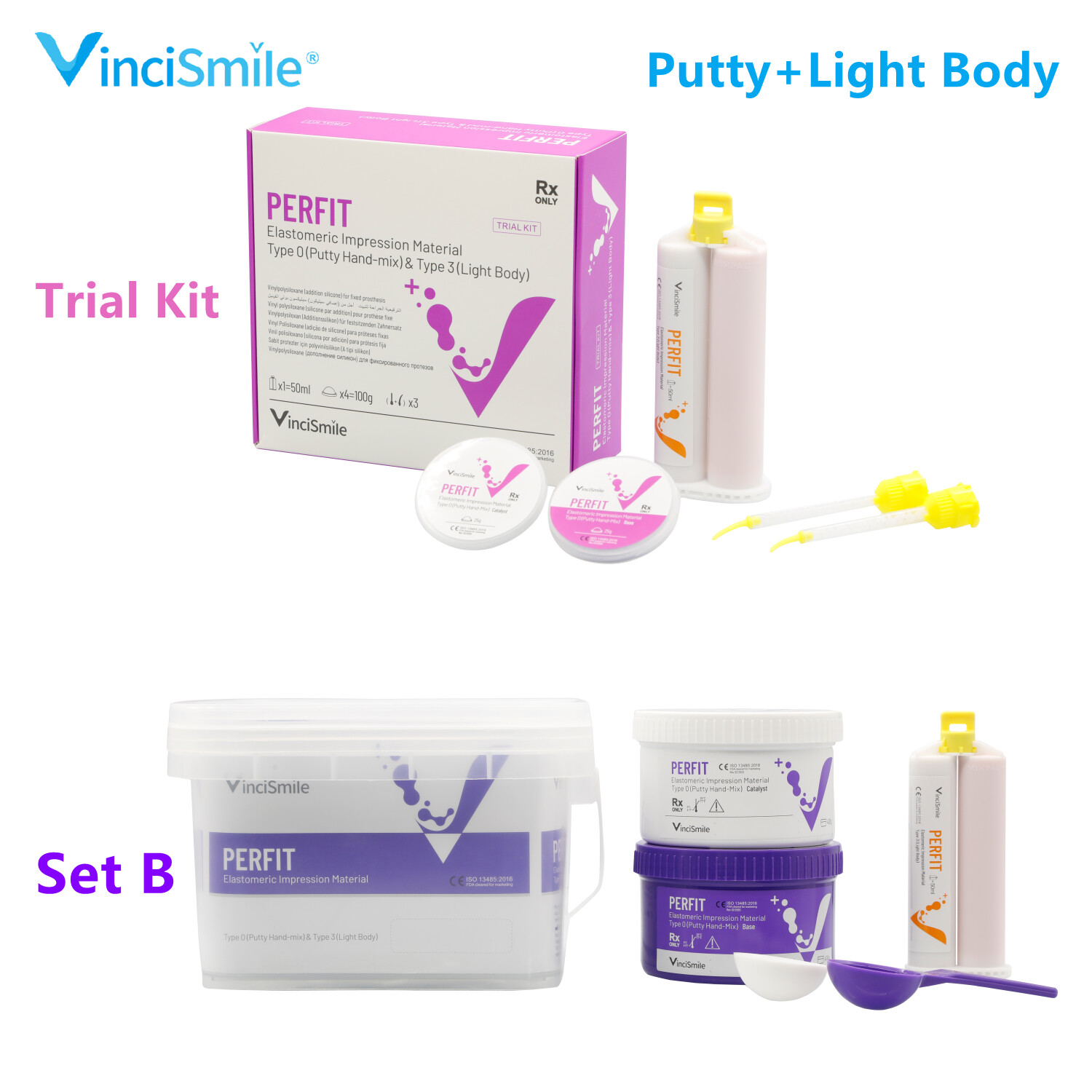 VPS PVS Dental Impression Silicone Material Putty + Light Body Fast/Normal Set