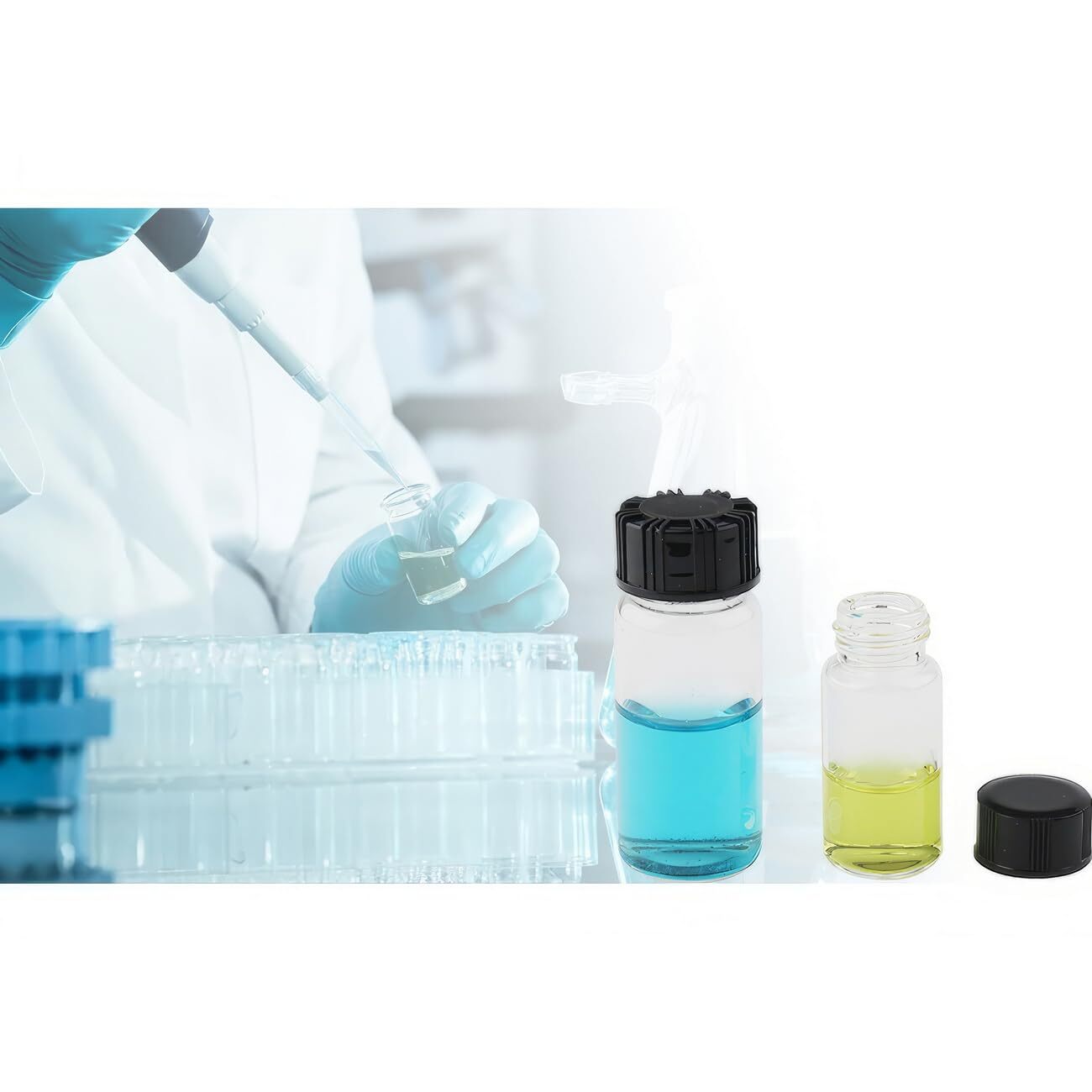 14pcs 5ml Mini Clear Glass Bottle Vials And Plastic Cap Small Essential Oil 1/6