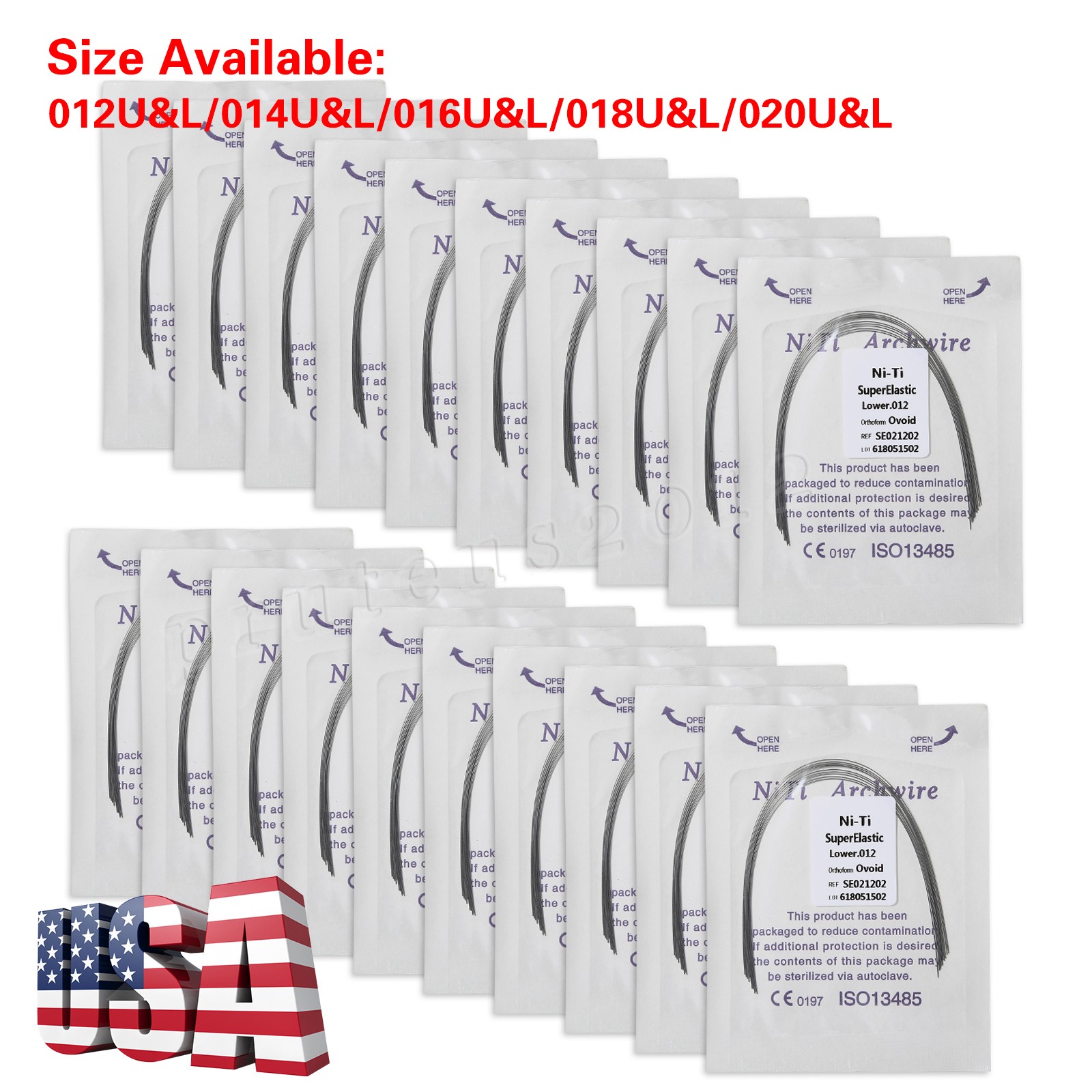 100pcs Nickel Titanium Archwire Orthodontic Ovoid Form Arch Wire Round Shape