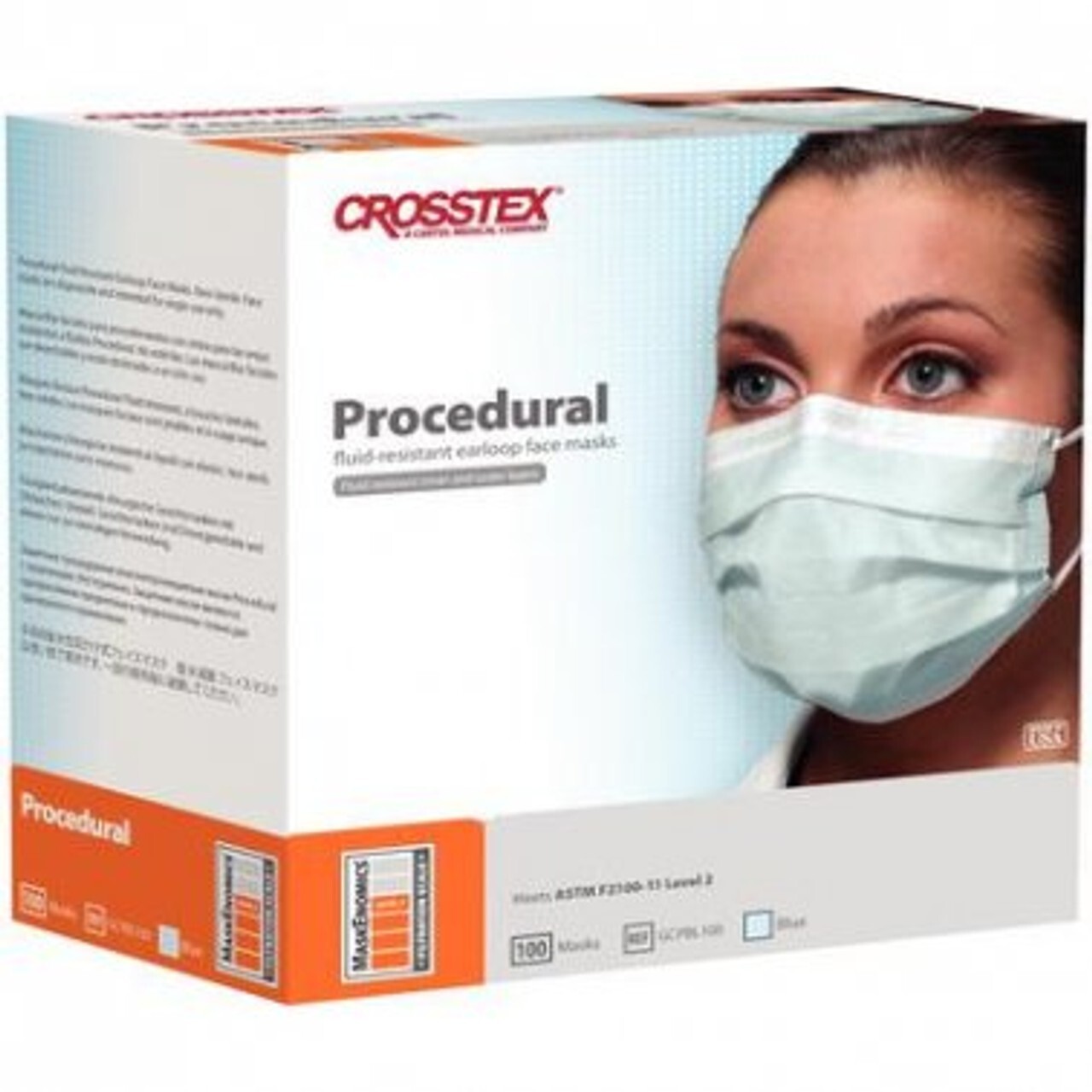 Crosstex GCPBL100 Procedural Face Earloop Mask, Bulk Blue (Pack of 500)