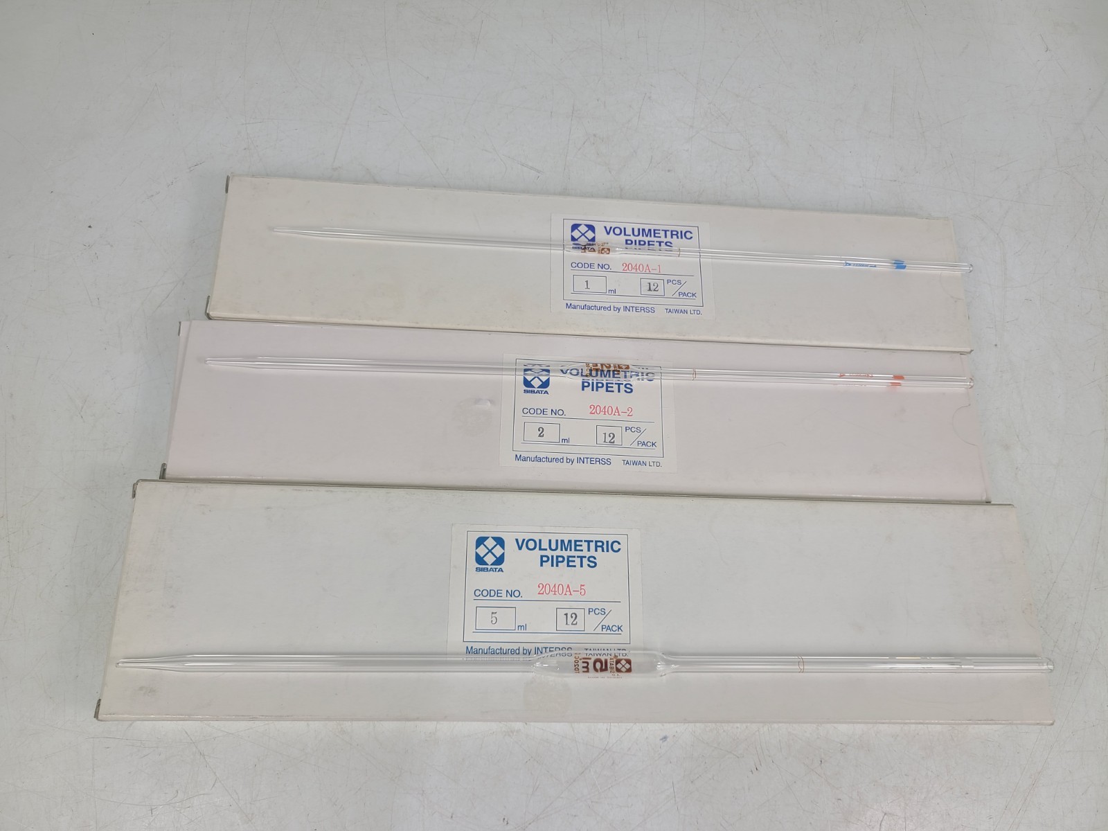 (NEW) SIBATA Volumetric Pipets Mixed Sizes Lot Of 1,2,5 mls