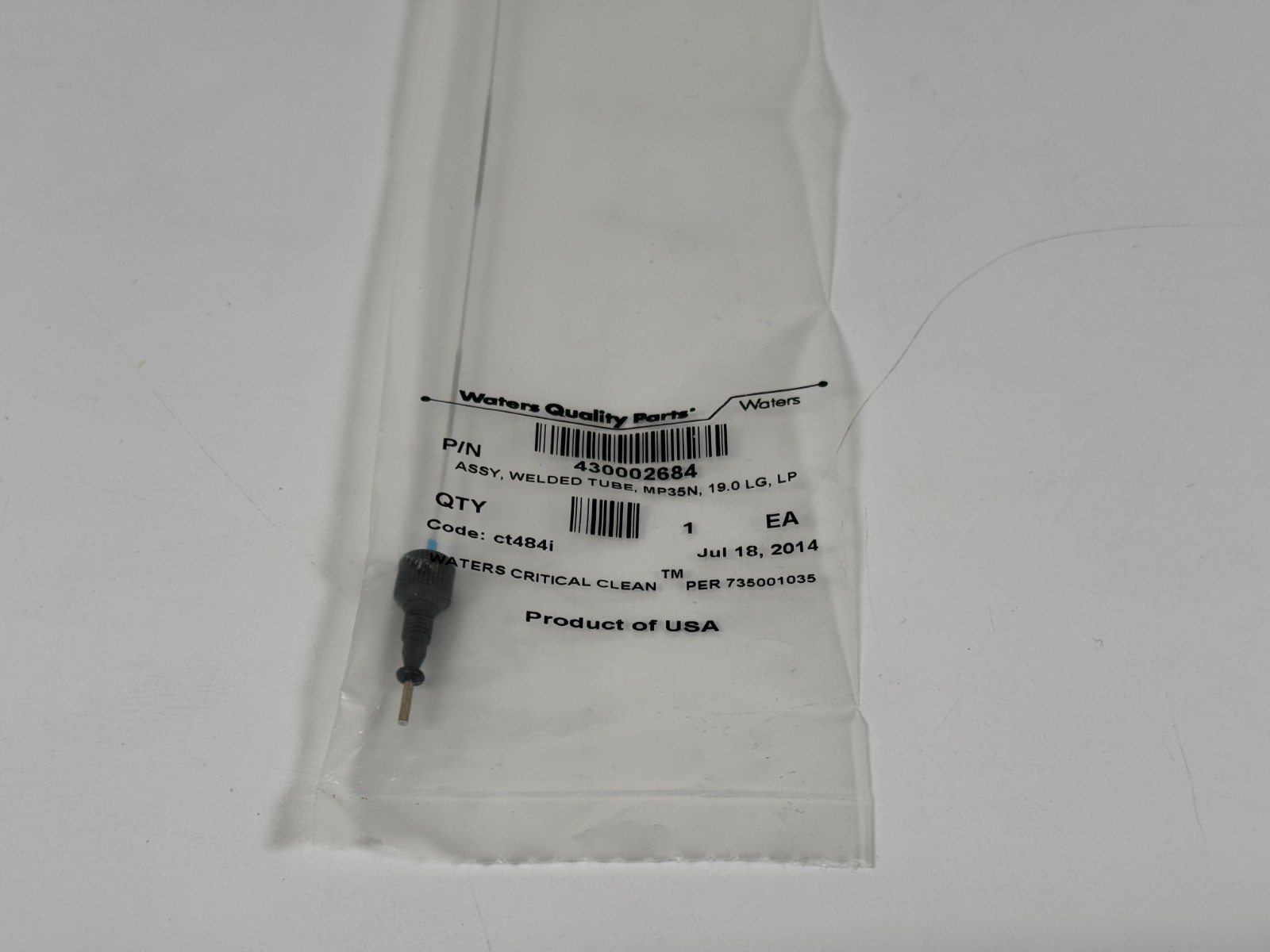 Waters Assy Welded Tube MP35N 19.0 LG LP UPLC Part Number 430002684