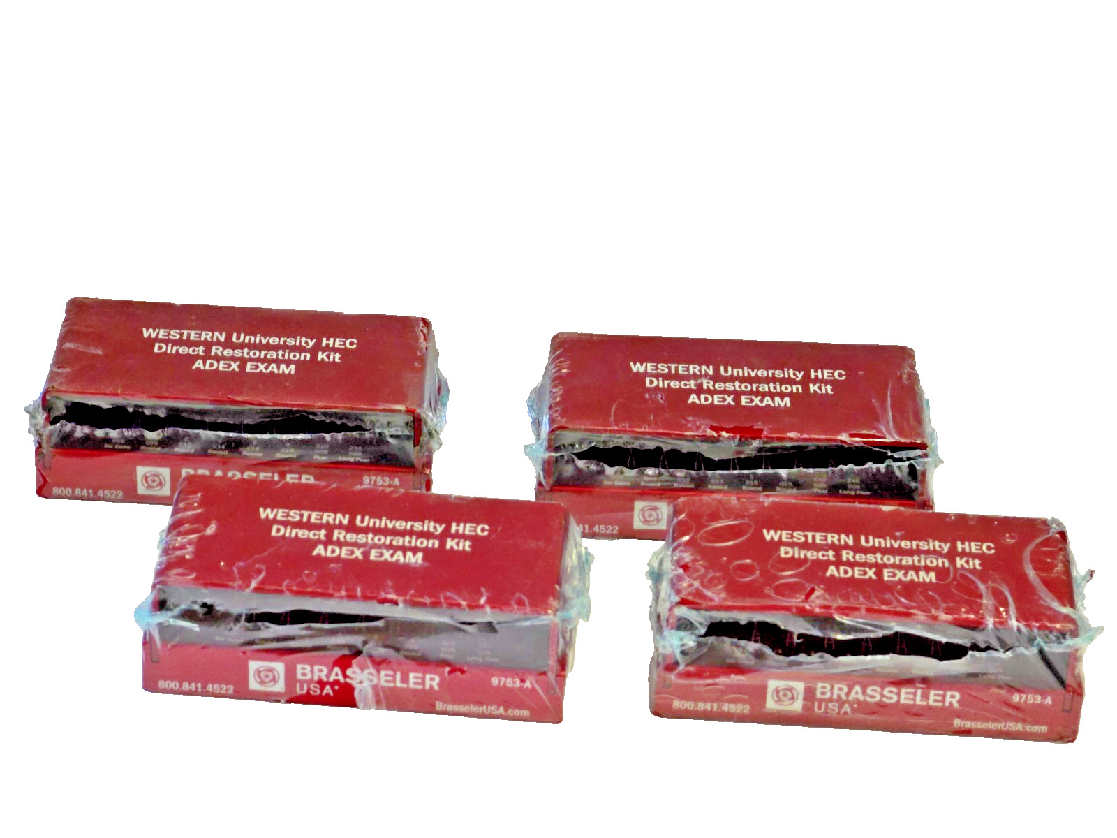 (4 NEW) BRESSELER ADEX EXAM, MK90QW, 9753-A RED Alum. Bur Blocks 20 FG Holes