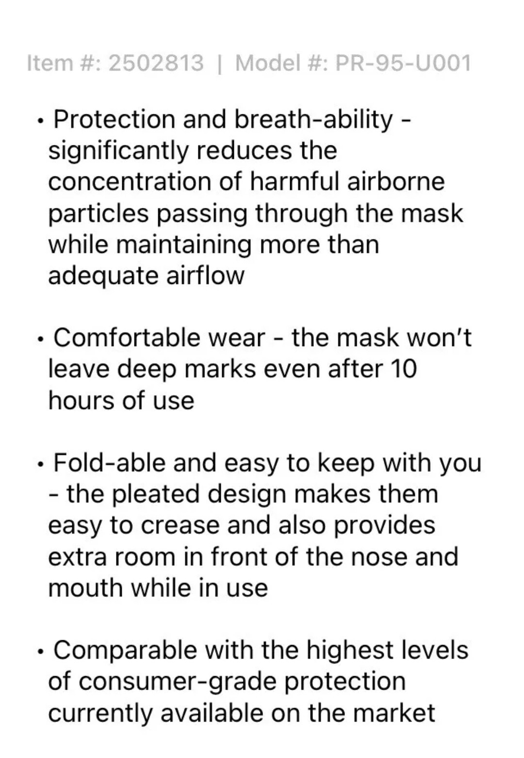 950 Total Xam-Med 10-Pack Disposable PR-95-U002- PFE≥95% Particulate Masks-95 ct
