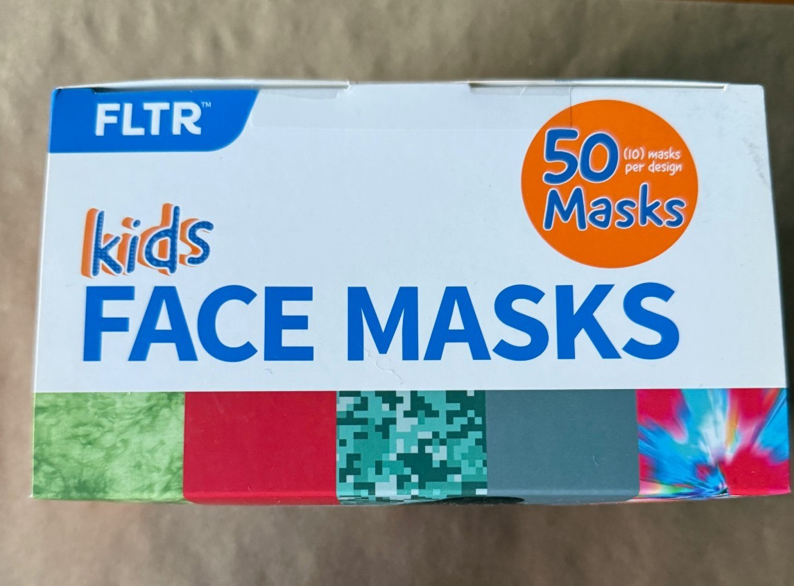 FLTR Kids Face Mask -50 Masks Includes 20 Adjustable Ear Loop Clips – NEW