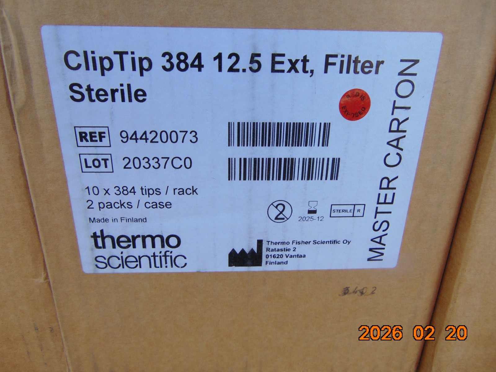 1 CASE Thermo Scientific 94420073 ClipTip 384 12.5 Ext Sterile