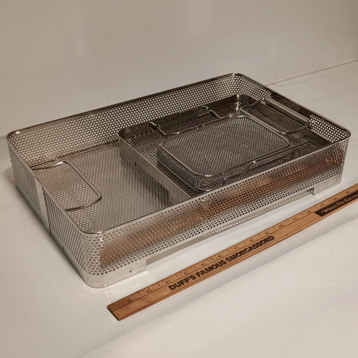Unbranded Stainless Sterilization Tray Basket Set With Insert And Lid As Shown