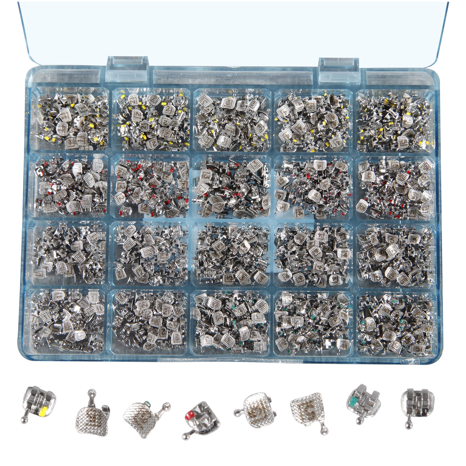 1000PCS Dental Metal Orthodontic Brackets Brace MINI Roth.022 345 Hooks W/ Mark