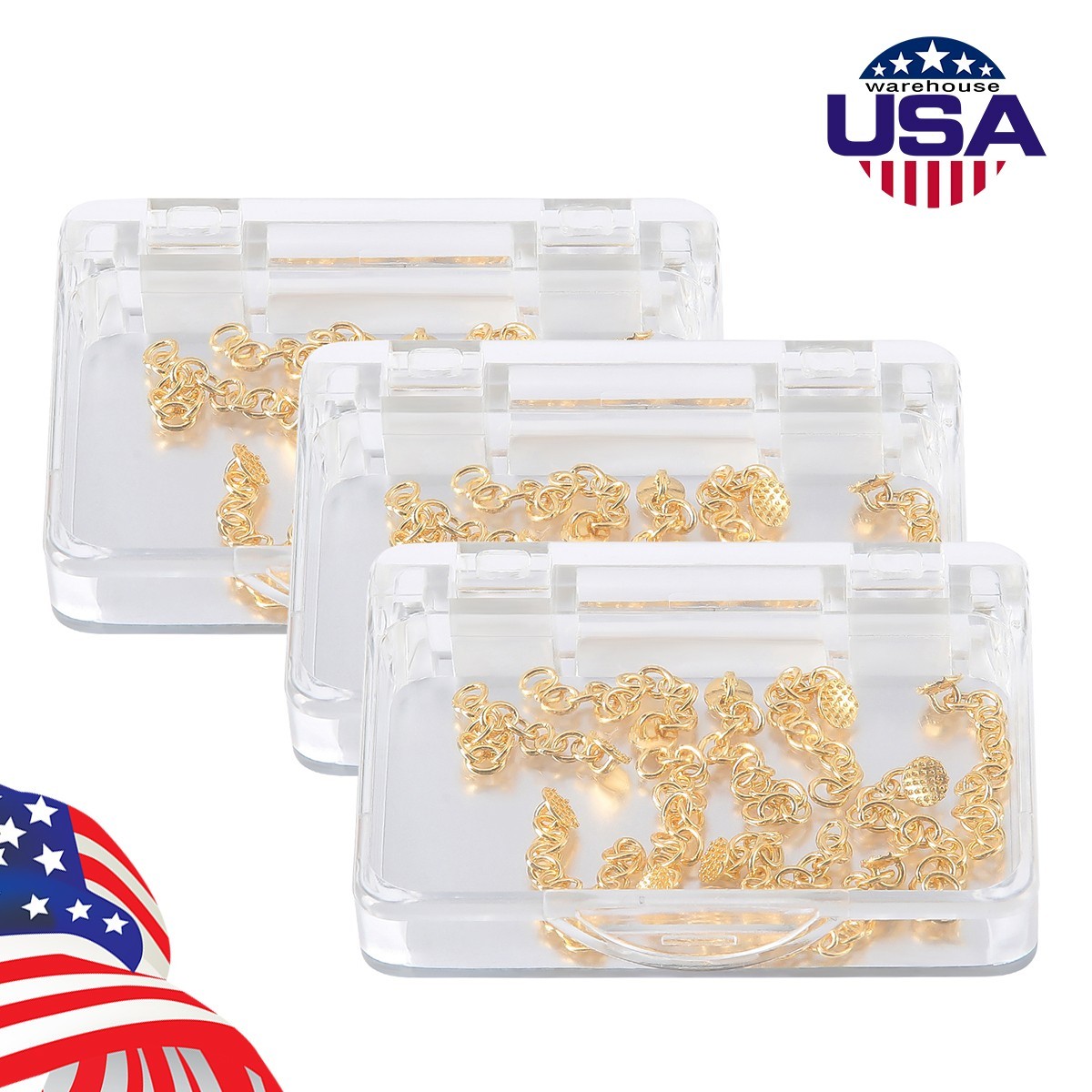 Dental Orthodontic Lingual Button Chain (Gold) Mono Round Mesh Base 10Pcs/Pack