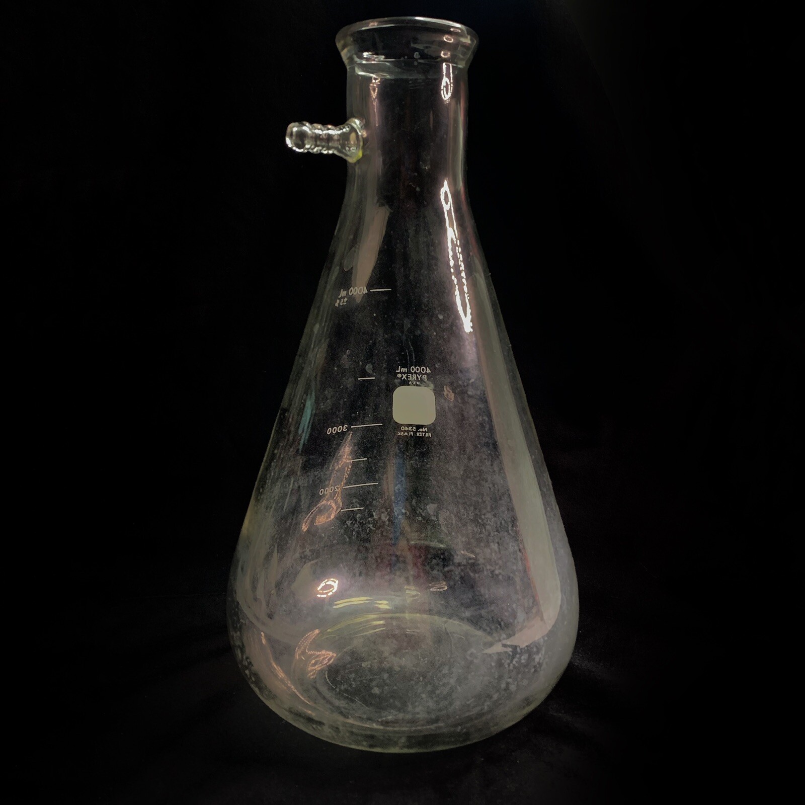PYREX Glass 4000mL Filtering Flask Heavy Wall Sidearm Tube 1/2” OD 5340-4L