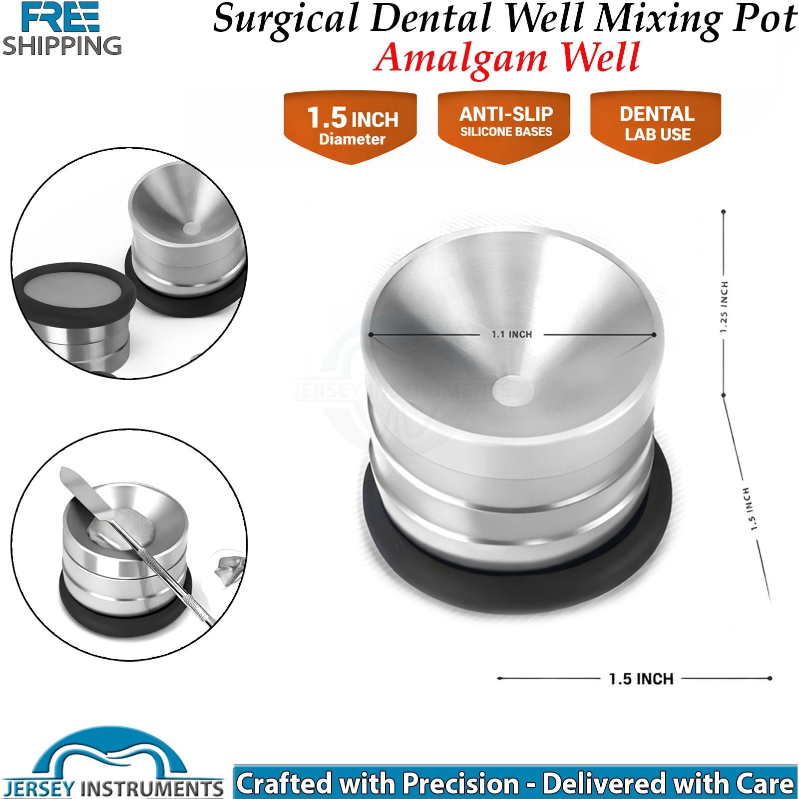 Dental Amalgam Well Non Slip Base Stainless Steel Mixing Pot Dental Procedures