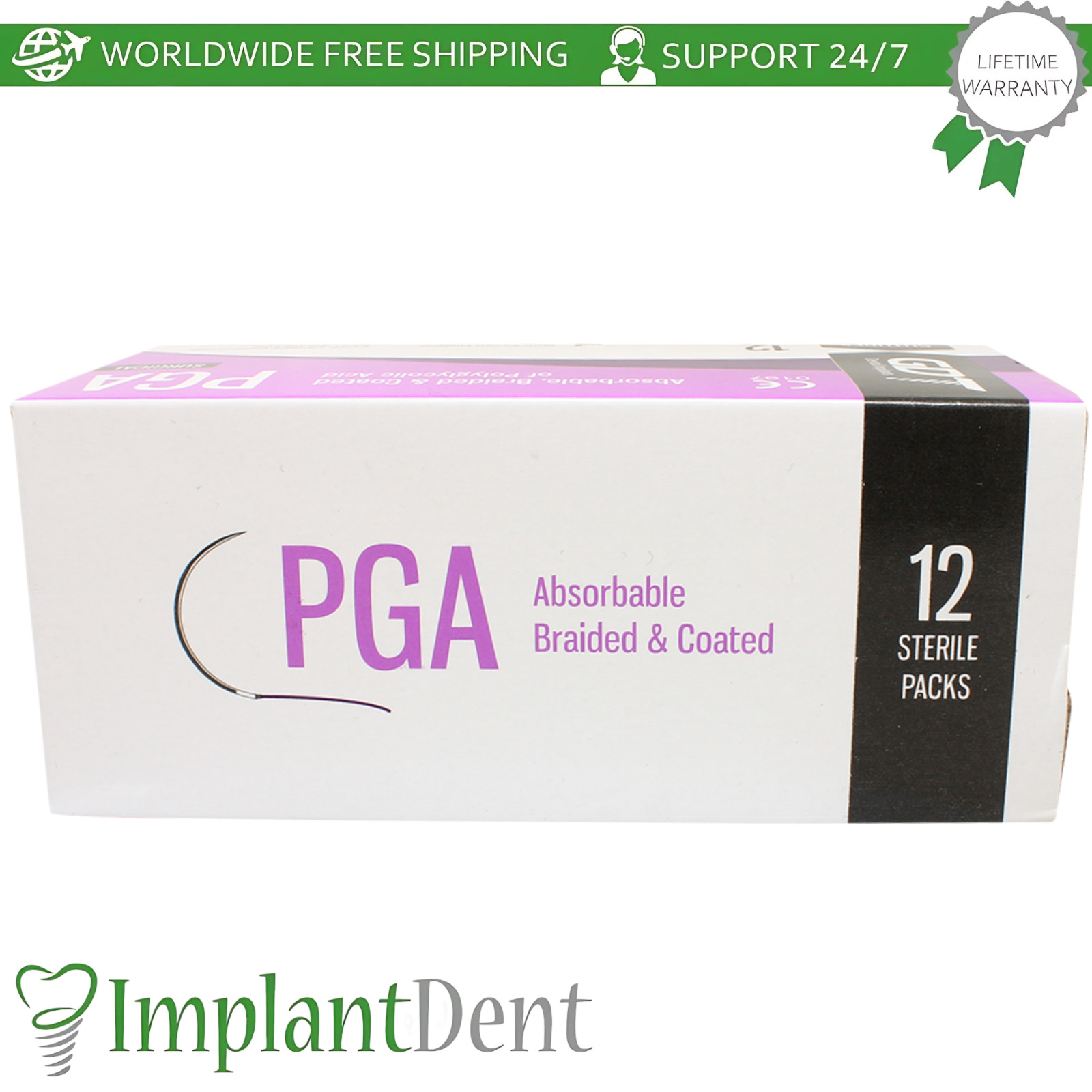 Dental Thread SteriIe Individual Packs 12pcs 75cm 3/8 Circle 20.0mm Reverse