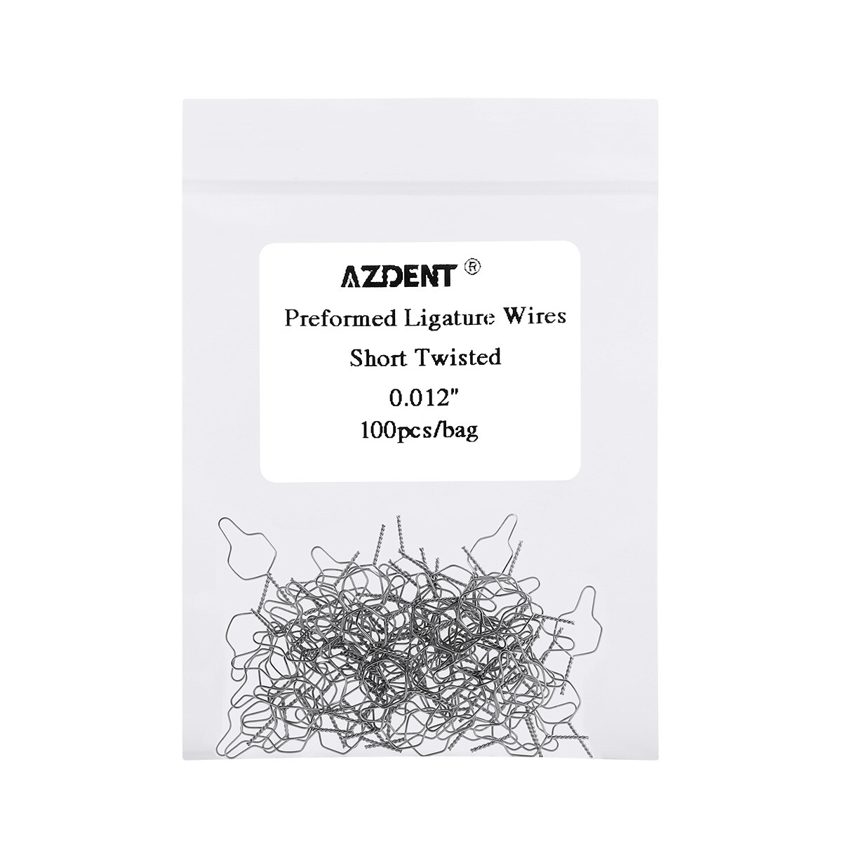 AZDENT Dental Ortho Wire Preformed Ligature Ties Long Short Twist 100pcs/Pack