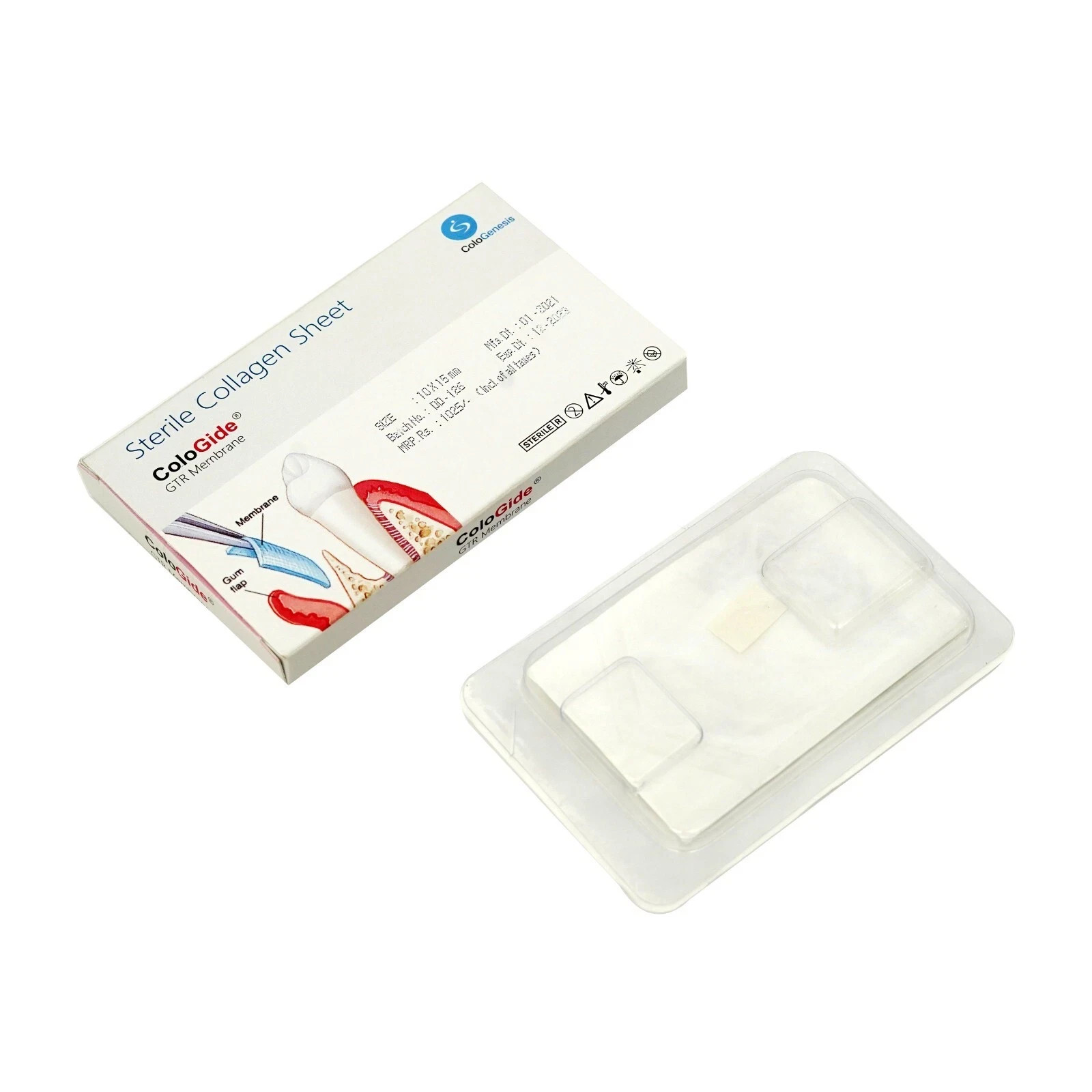 5 Pack of New Colo Gide Sterile Collagen Sheet GTR Membrane 10 x 15mm Fast Ship