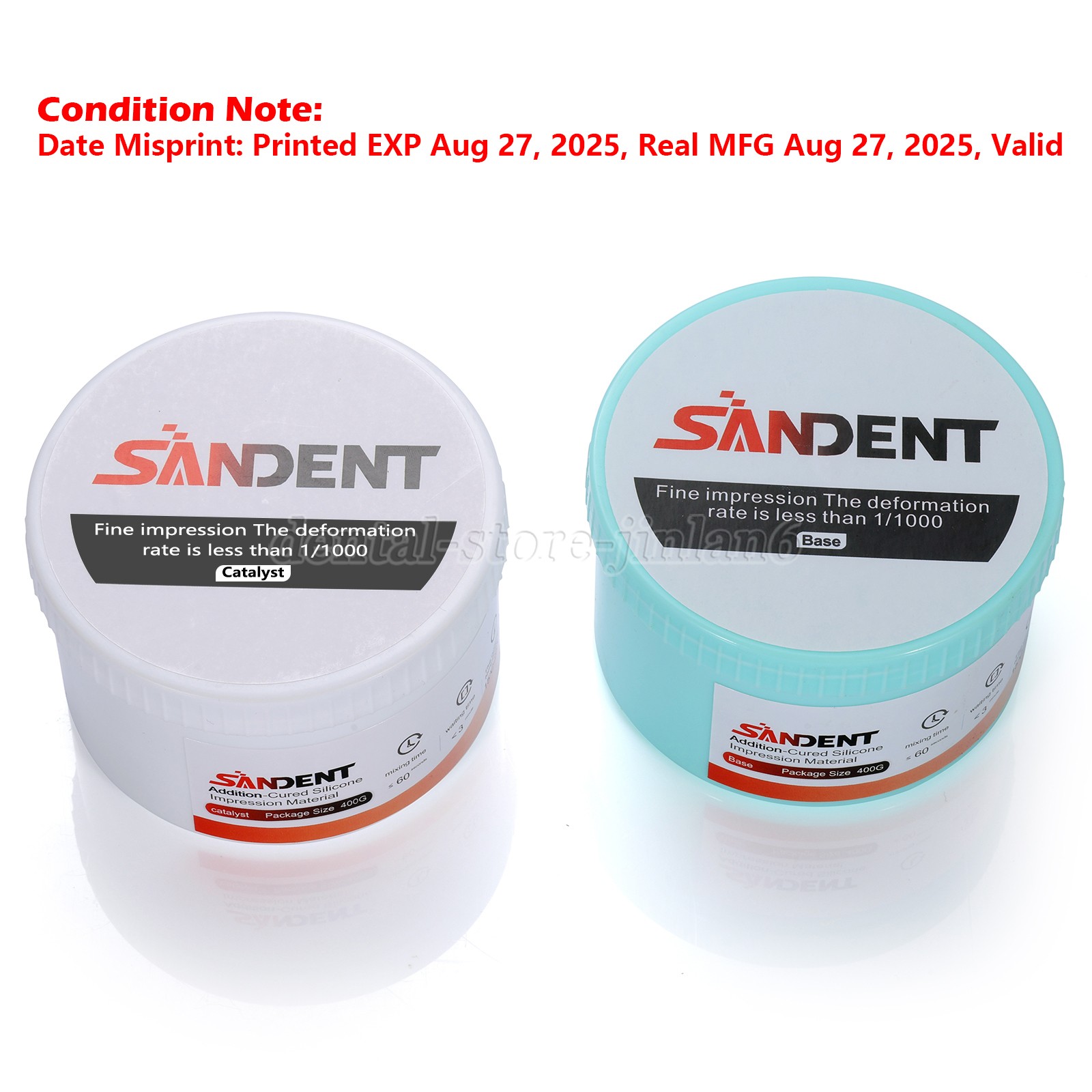 Dental Putty Fast Set PVS VPS Impression Material Base 2 x 400 ml