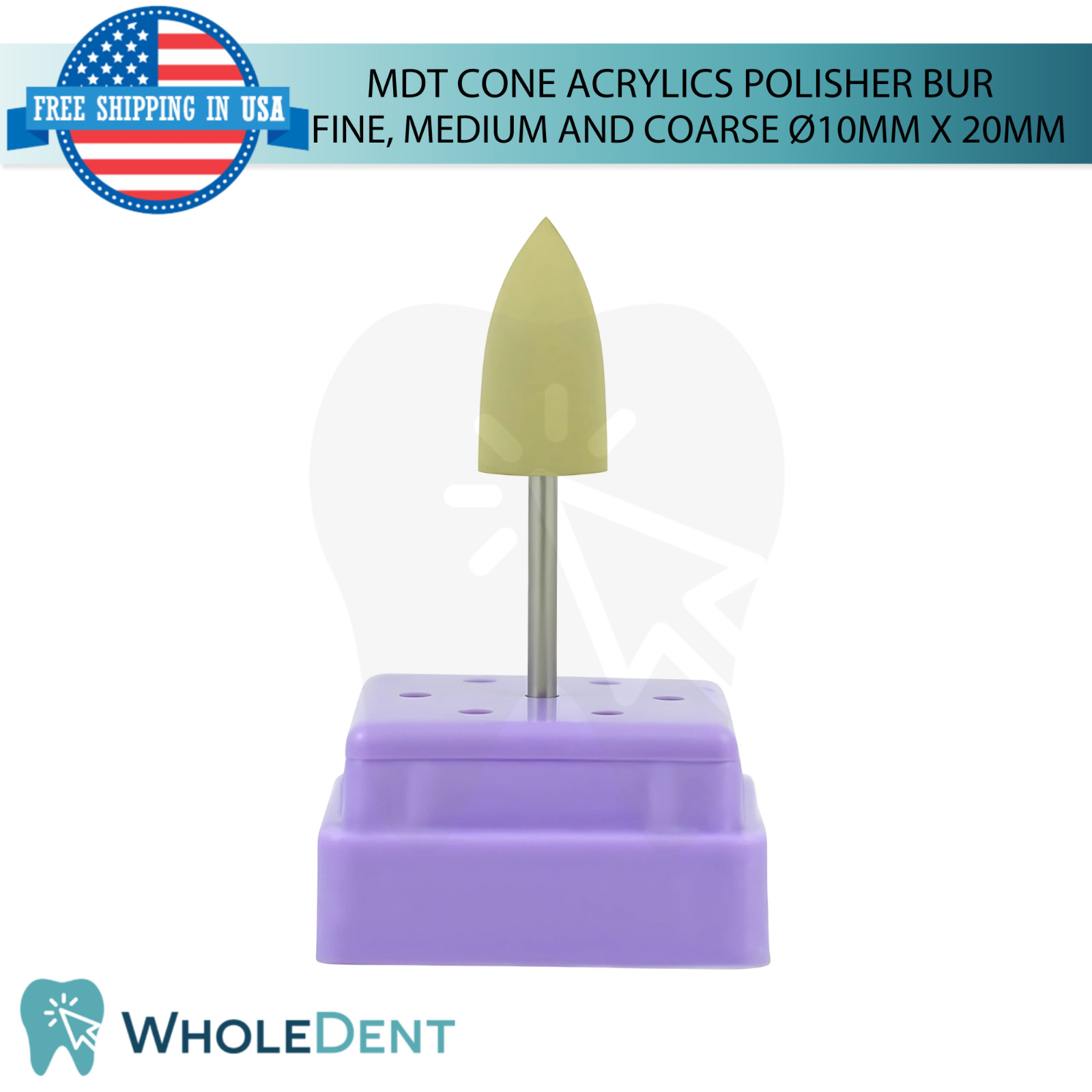 Dental MDT Cone Acrylics Polisher Bur Ø10.0mm X 20.0mm Smoothing Pre-Polishing
