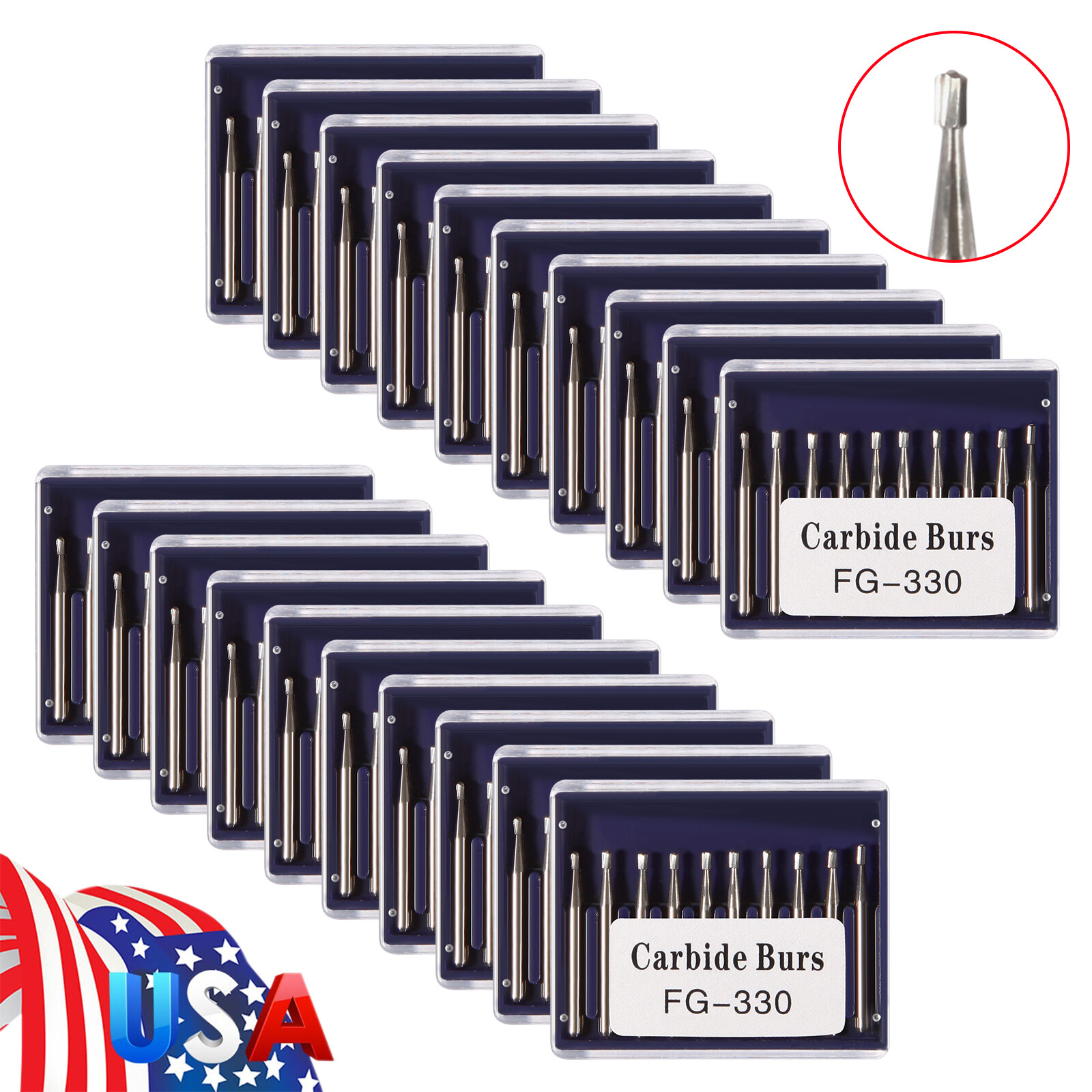 10-100PCS Dental Tungsten Carbide Steel Burs FG-330 for High Speed Handpiece
