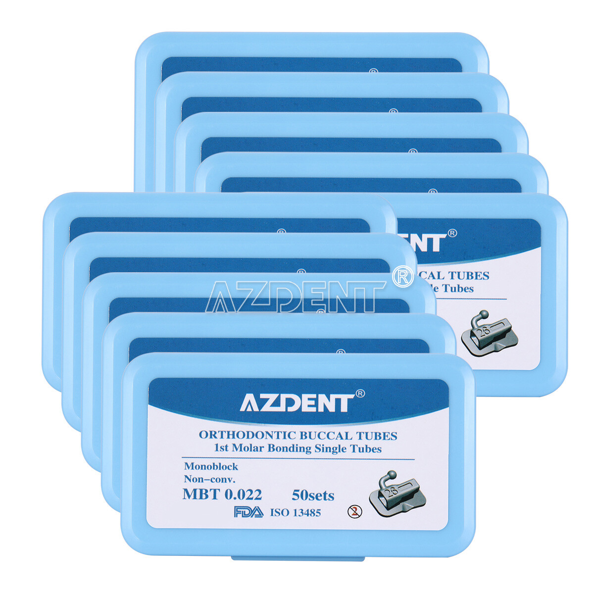 AZDENT Dental Orthodontic Buccal Tube 1st Molar Sgl MBT.022 Monoblock Bondable