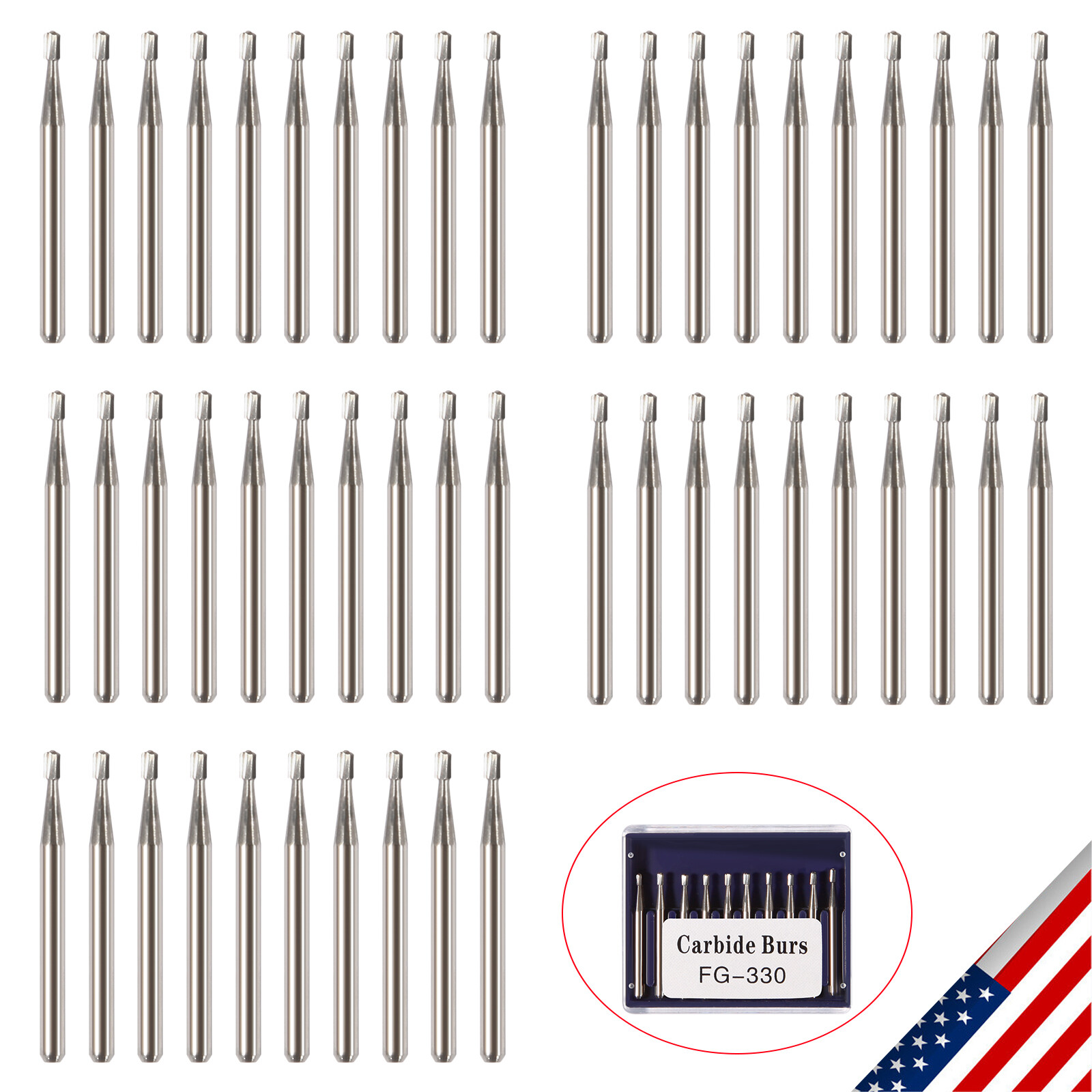 10-100PCS Dental Tungsten Carbide Steel Burs FG-330 for High Speed Handpiece