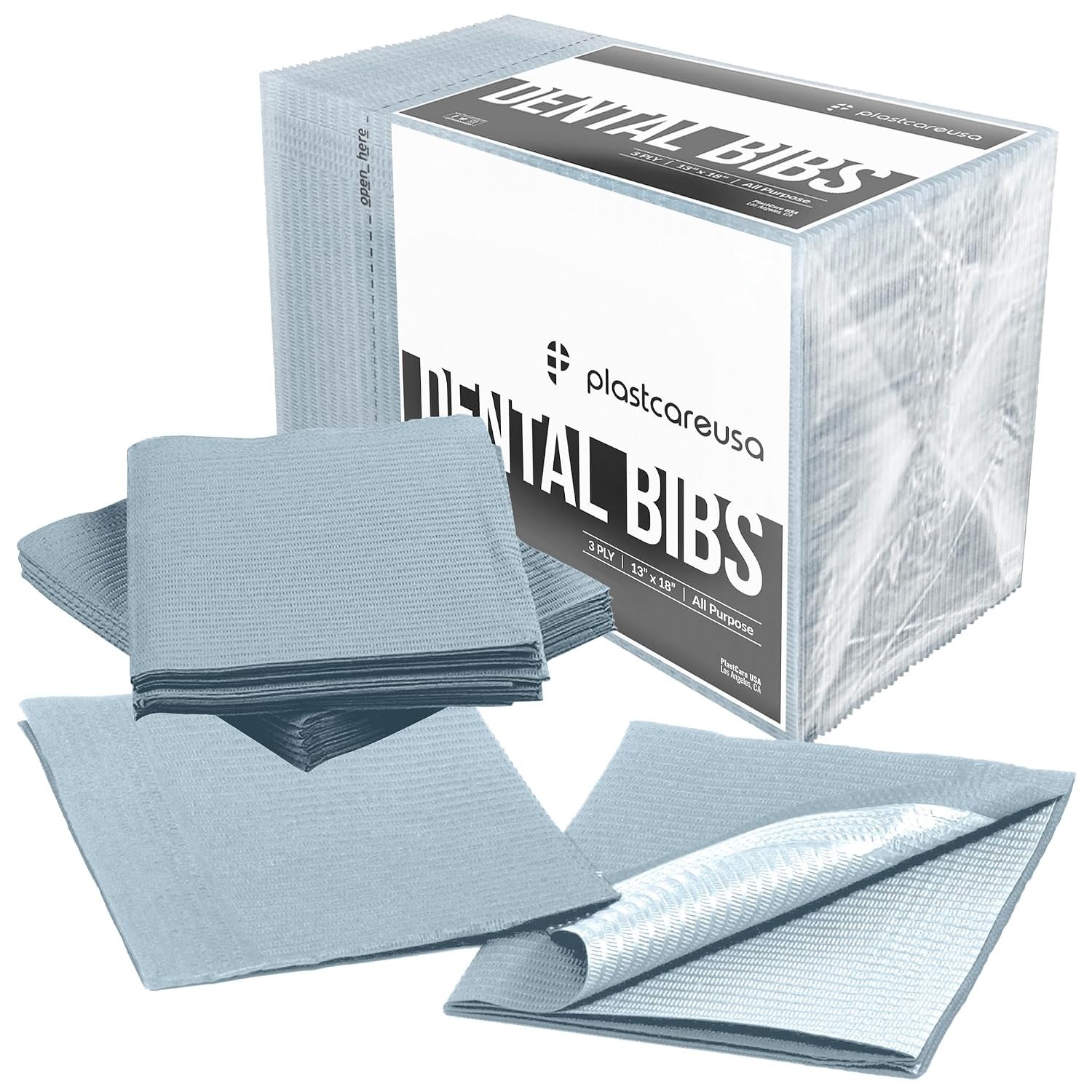 50 Pieces of 3-Ply Gray Waterproof Bibs Perfect for Dental and Tattoo Procedures