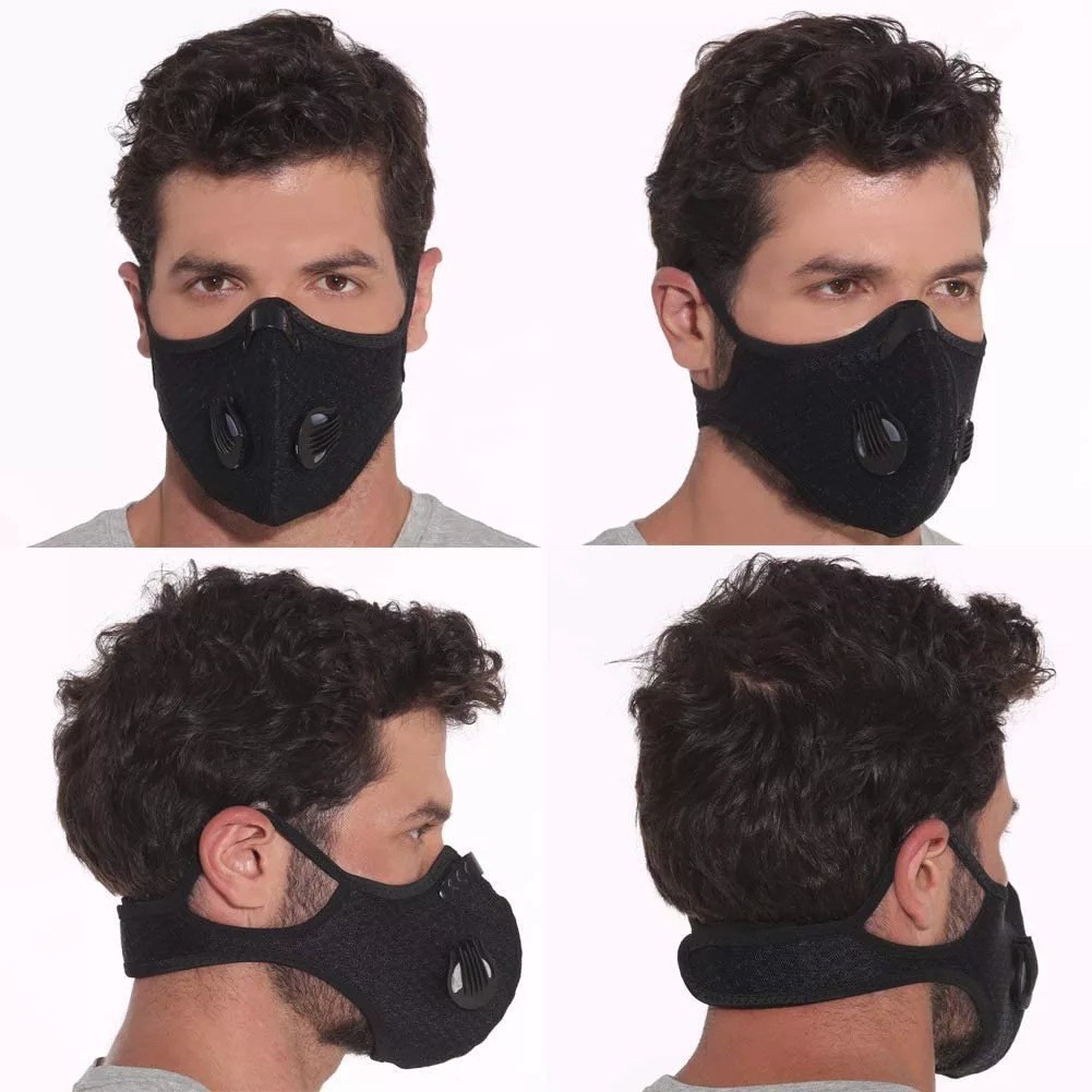 2Pack Face Mask with Active Carbon Filter Breathing Valves Reusable Cycling Mesh