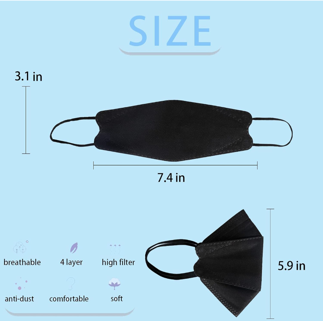 KF94 Non-Medical Face Mask for Kids – Color Black – Pack of 10 Masks