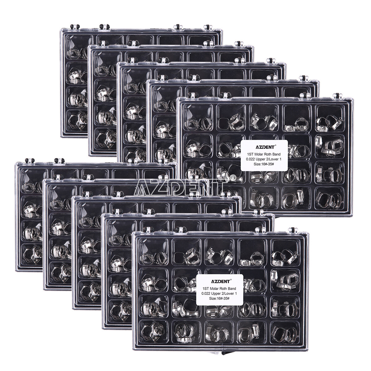 AZDENT Dental Orthodontic 1st Molar Bands with Buccal Tube Roth 0.022 16#-35#
